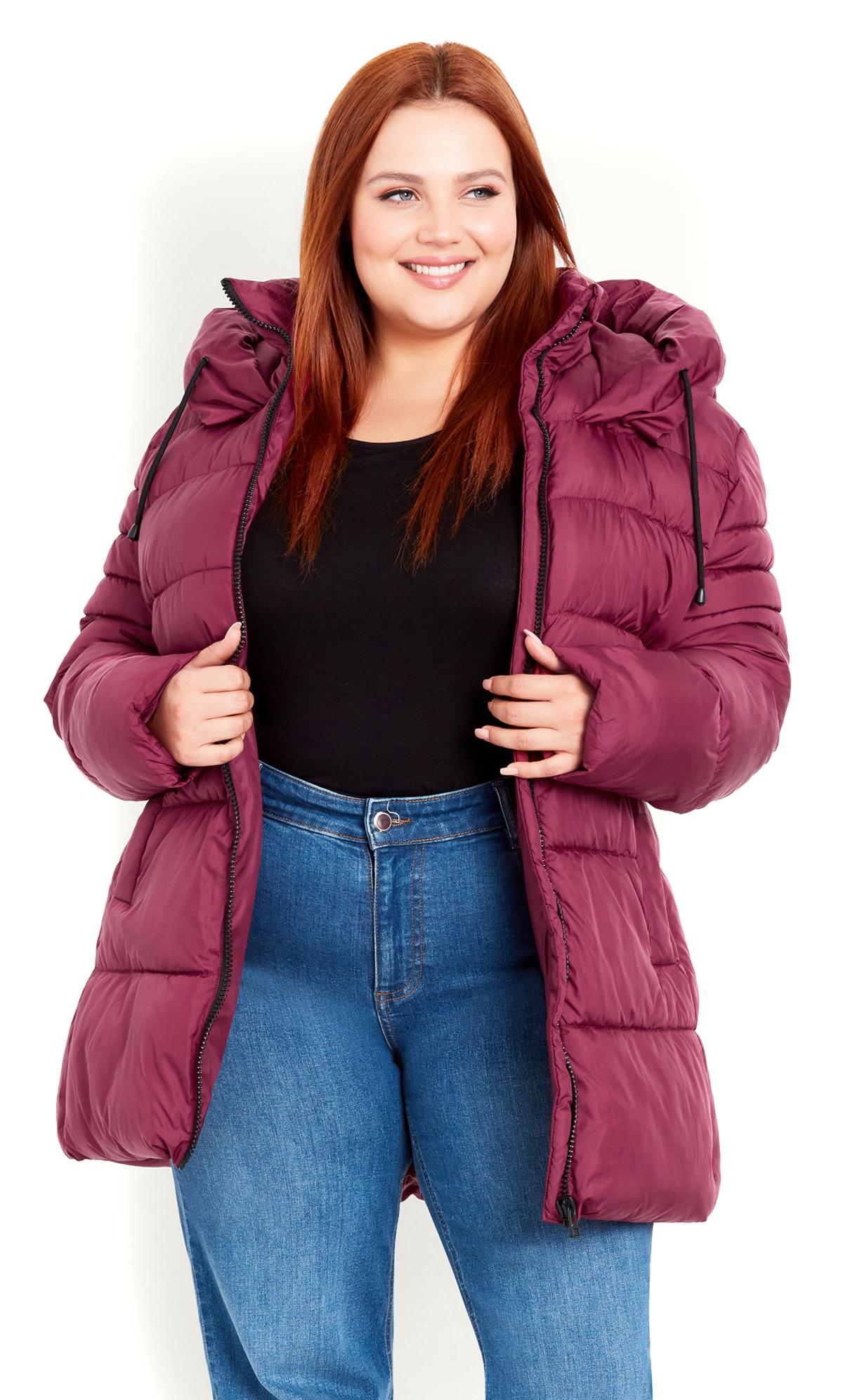 Evans Berry Red Padded Coat 2