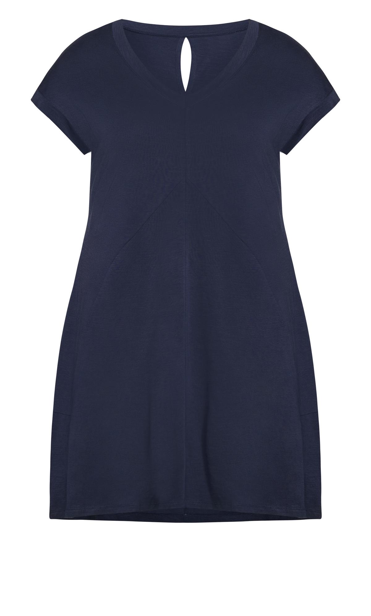 Evans Navy Blue V-Neck T-Shirt Dress 3