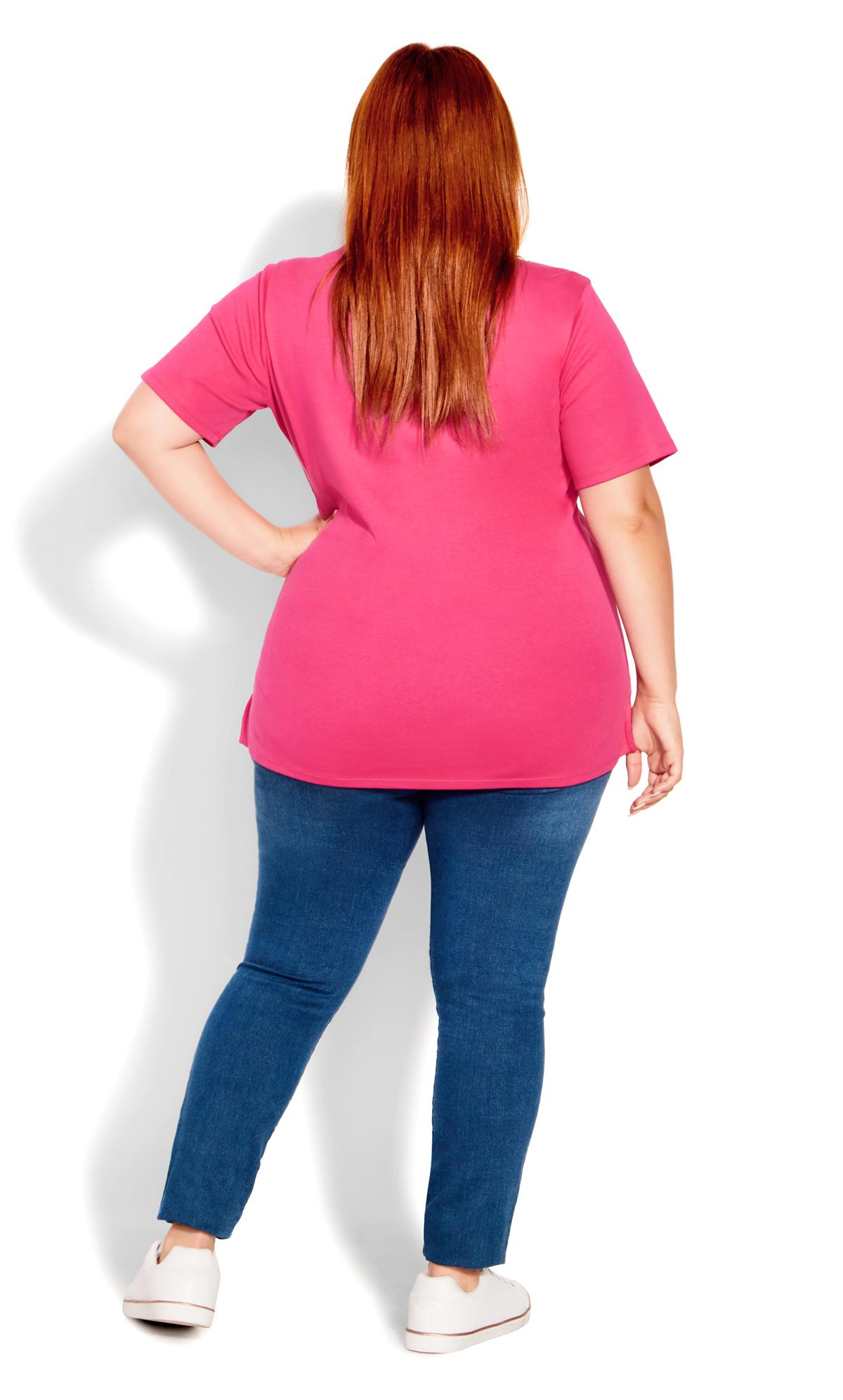 Evans Hot Pink V-Neck T-Shirt 3