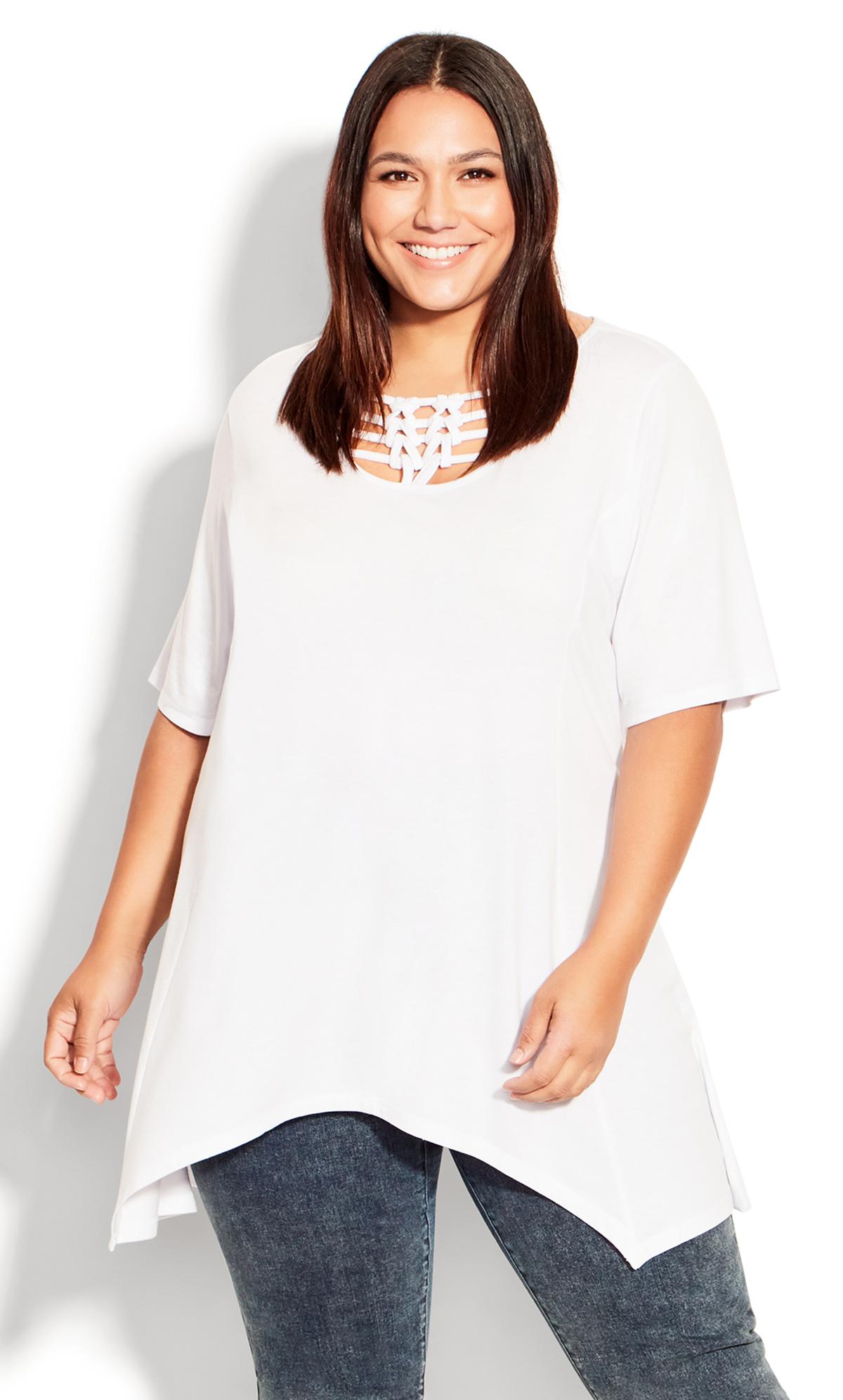 Evans White Cut Out Knotted T-Shirt 1