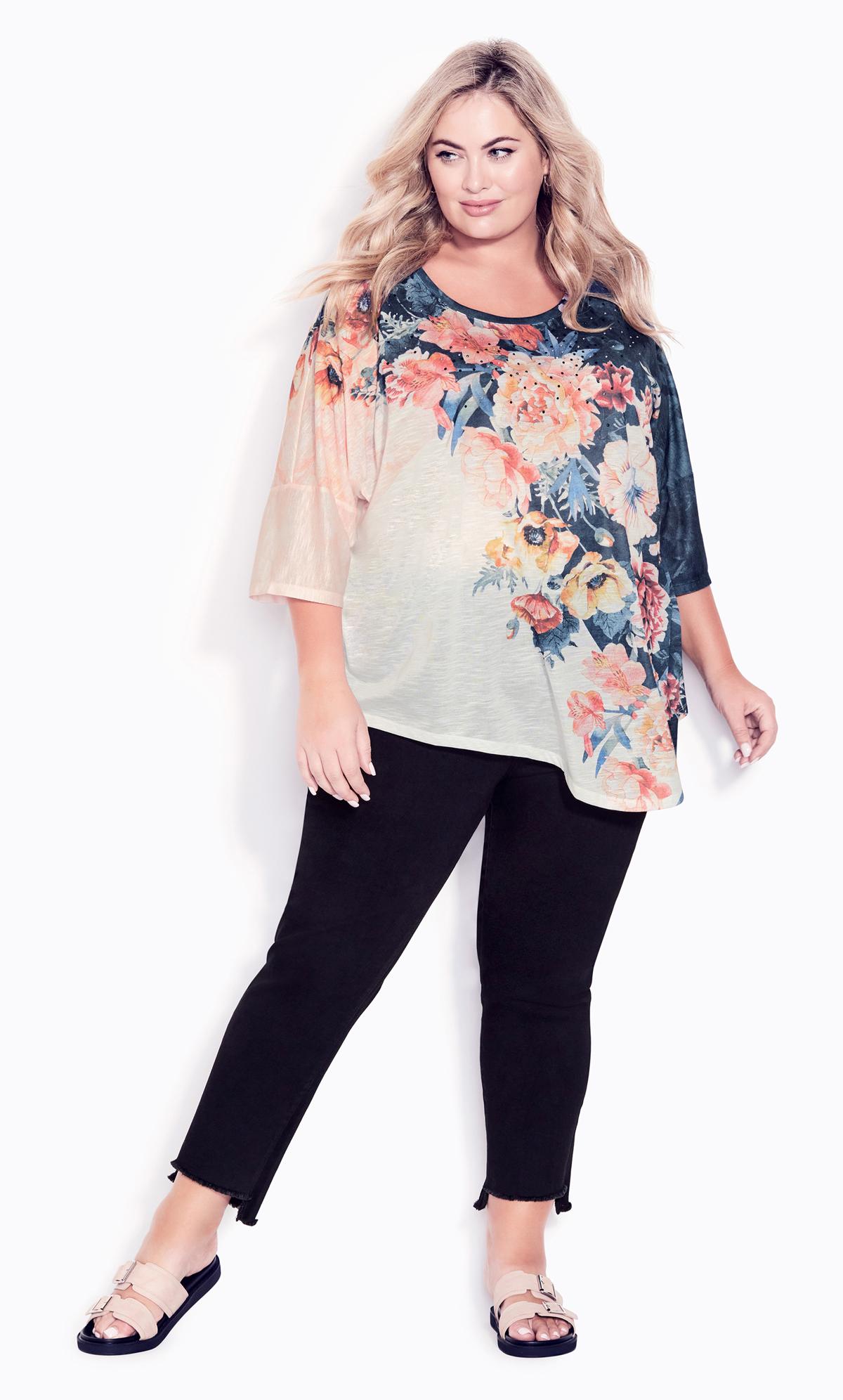 Evans Navy & White Floral Oversized Top 2