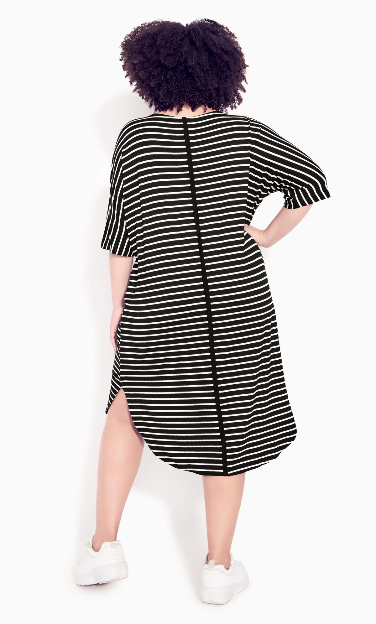 Evans Black Stripe Print Pocket Dress 2