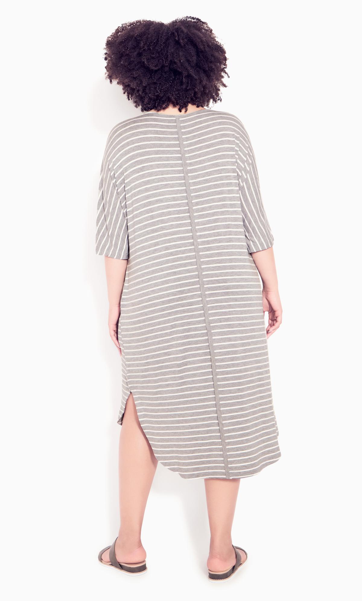 Evans Grey Stripe Pocket Dress 3