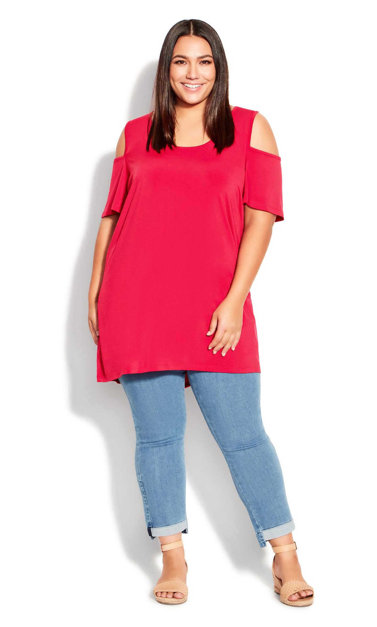 Evans Red Claire Cold Shoulder Tunic 1