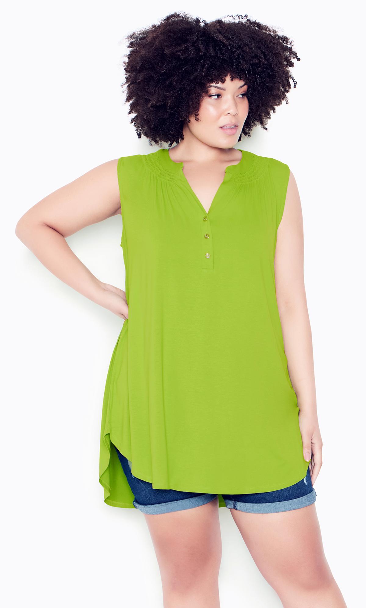 Evans Lime Green Henley Tunic Top 2