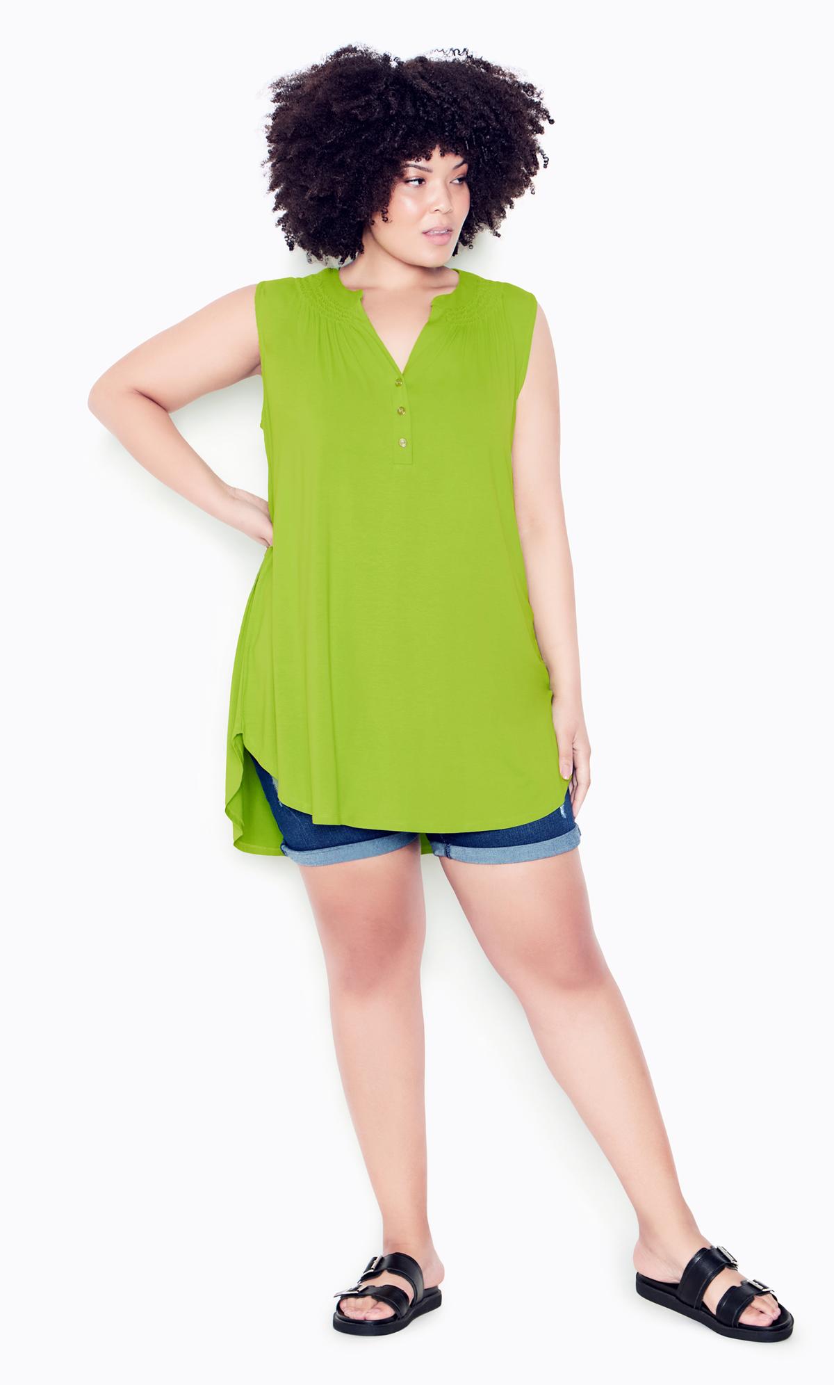 Evans Lime Green Henley Tunic Top 3