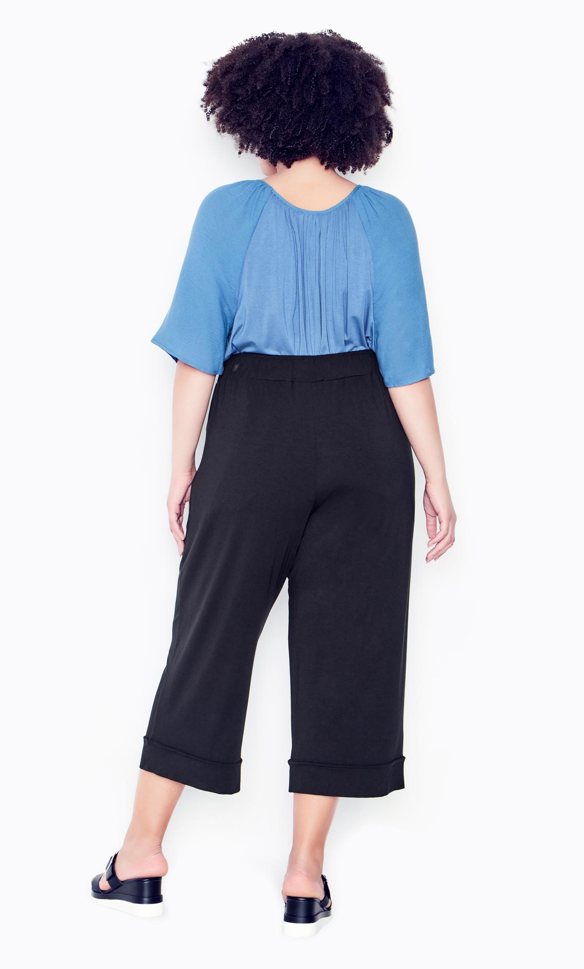 Evans Black Cropped Wide Leg Trousers 3