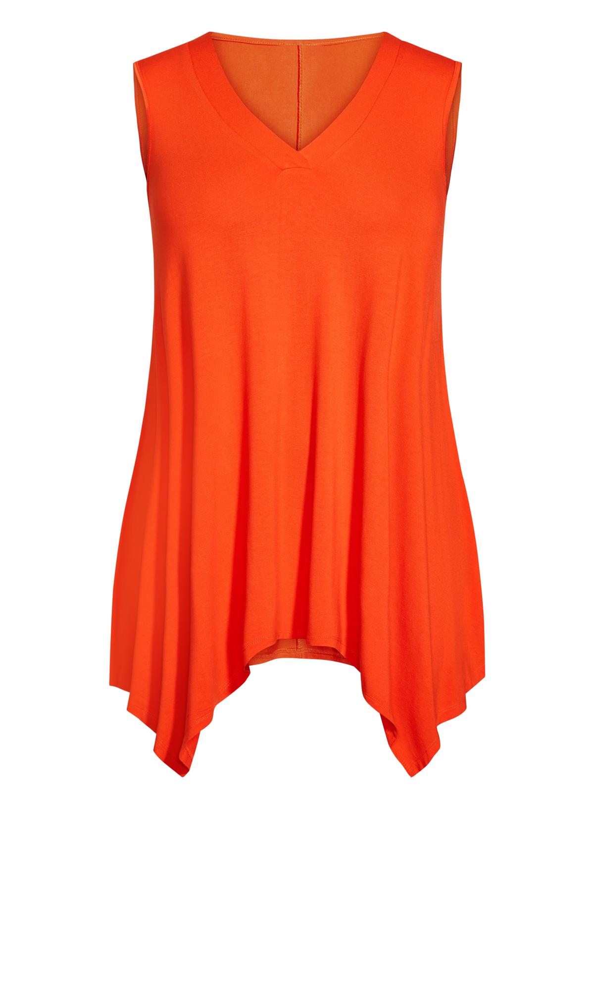 V Neck Orange Swing Tank | Evans