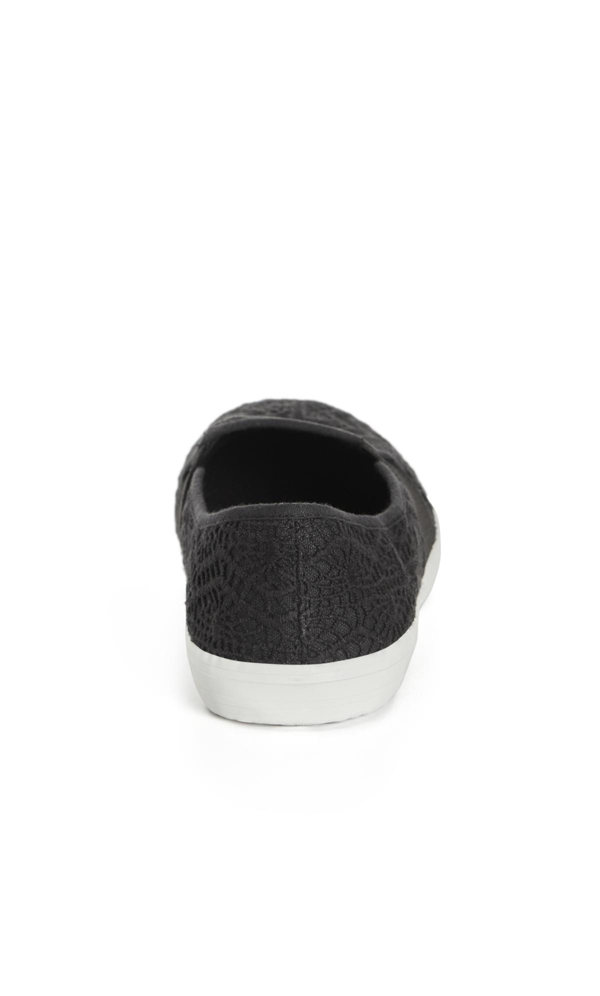 Evans Black Broderie Anglaise Slip On Trainers 3