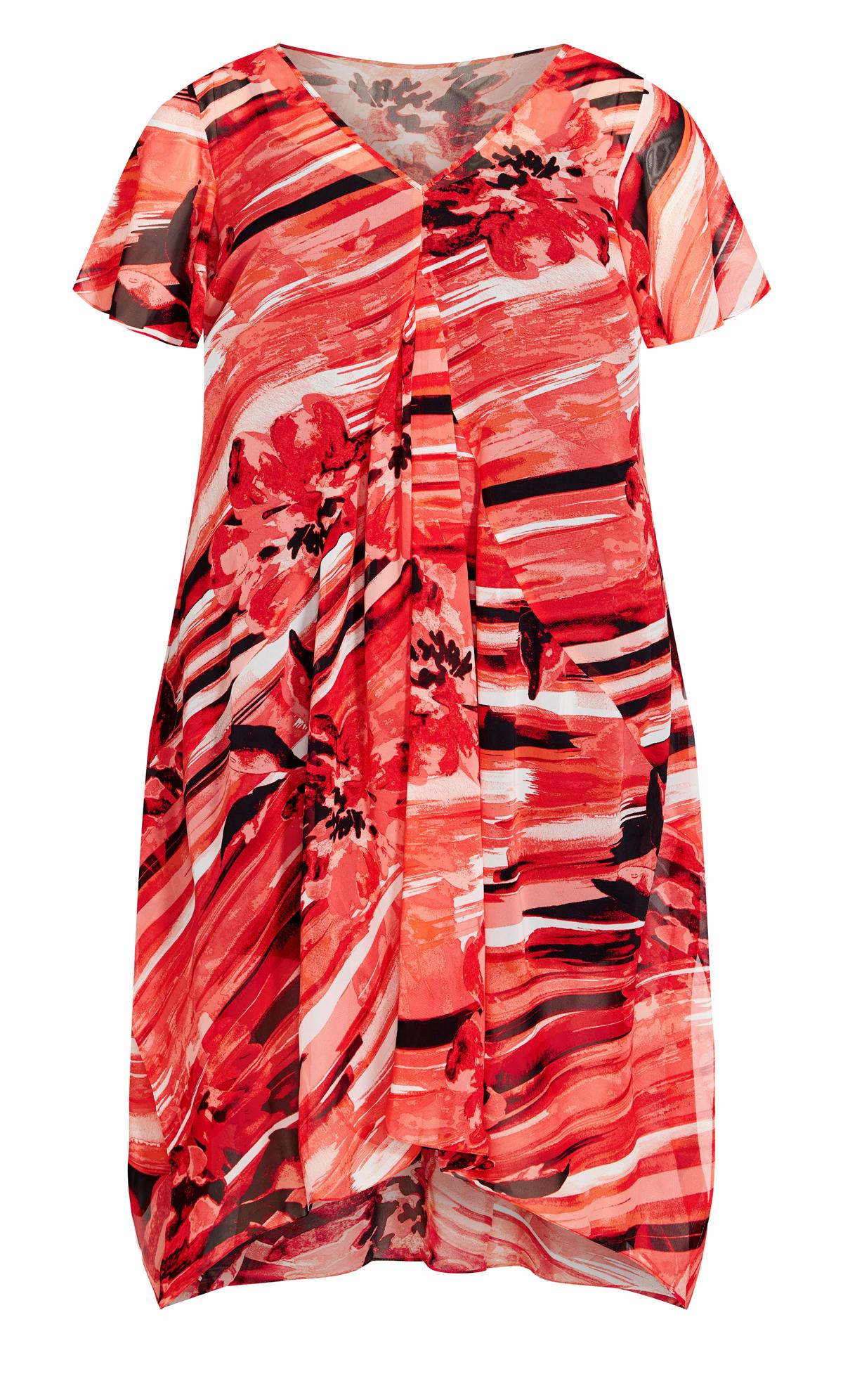 Evans Red Abstract Floral Maxi Dress 3
