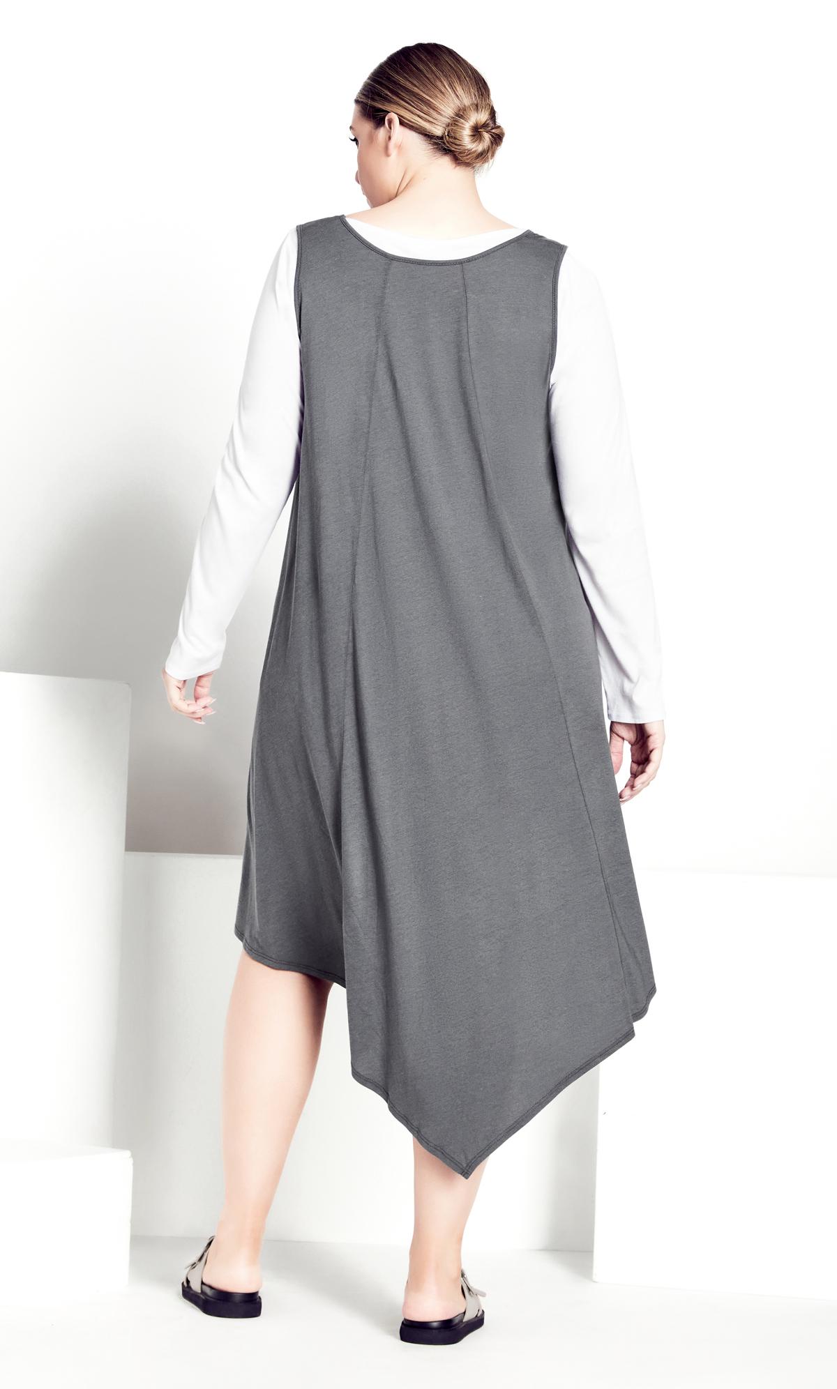 Evans Grey Plain Double Layer Dress 3