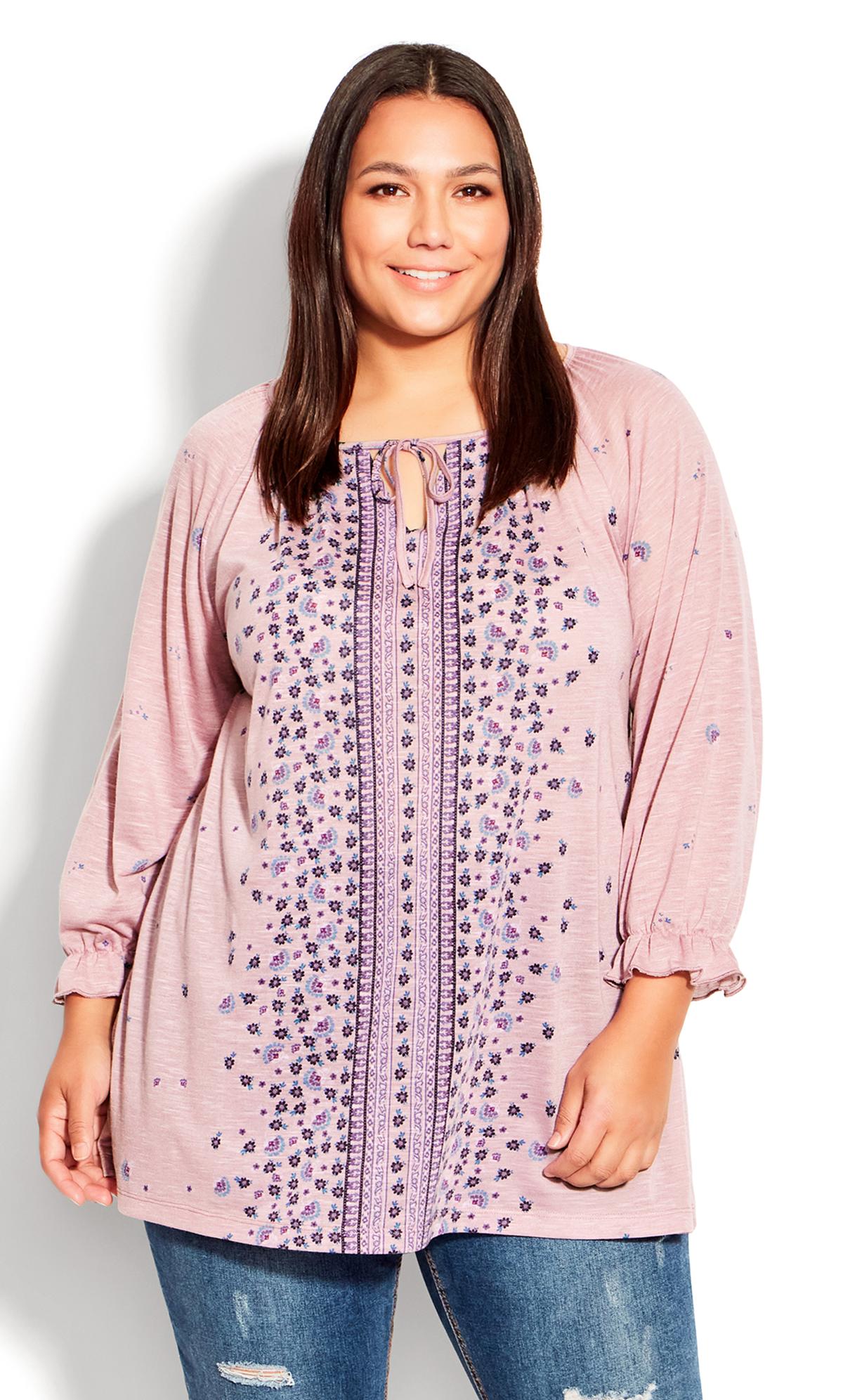 Evans Pink Floral Embroided Tunic 1