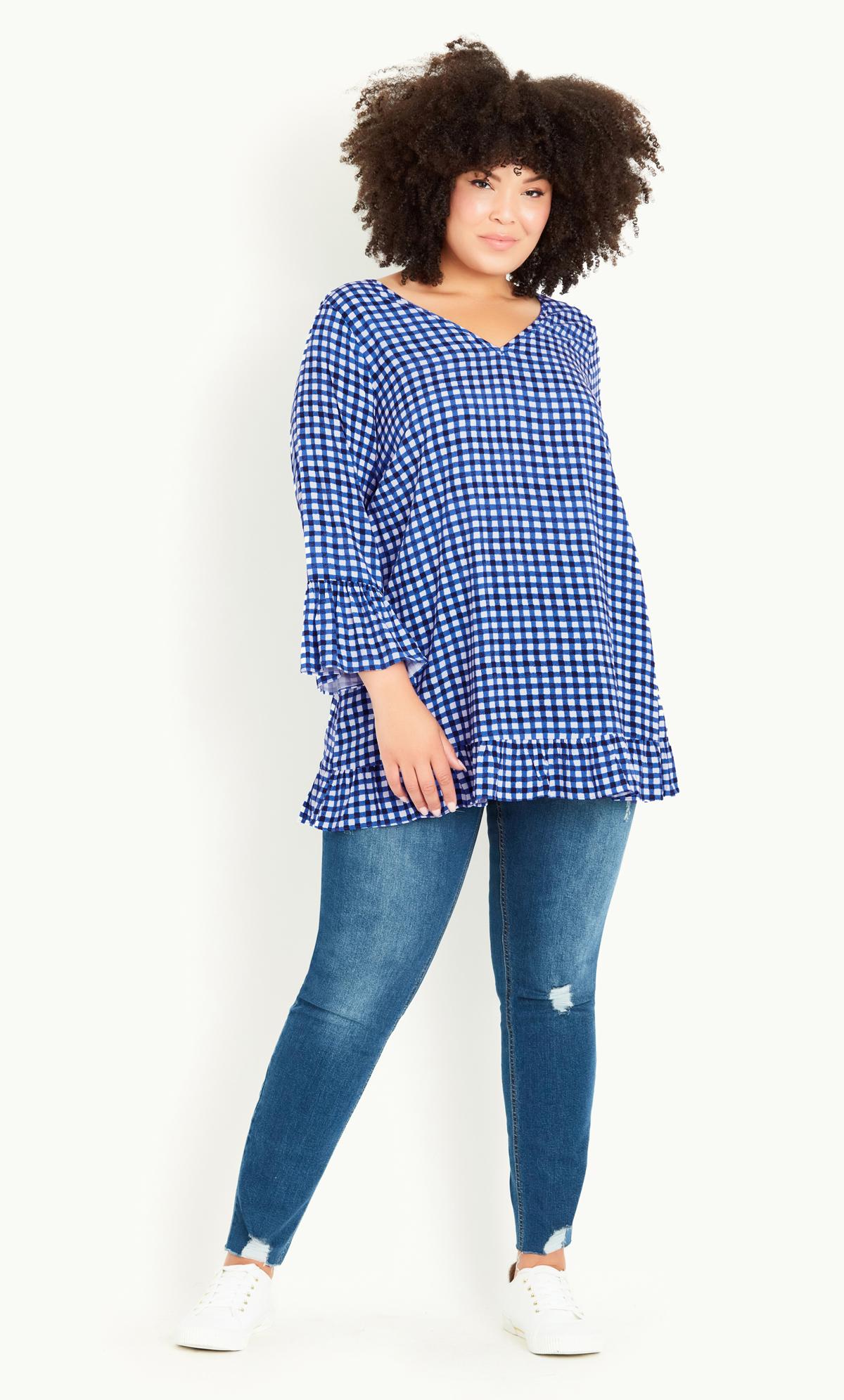 Evans Blue & White Gingham Tunic Top 3