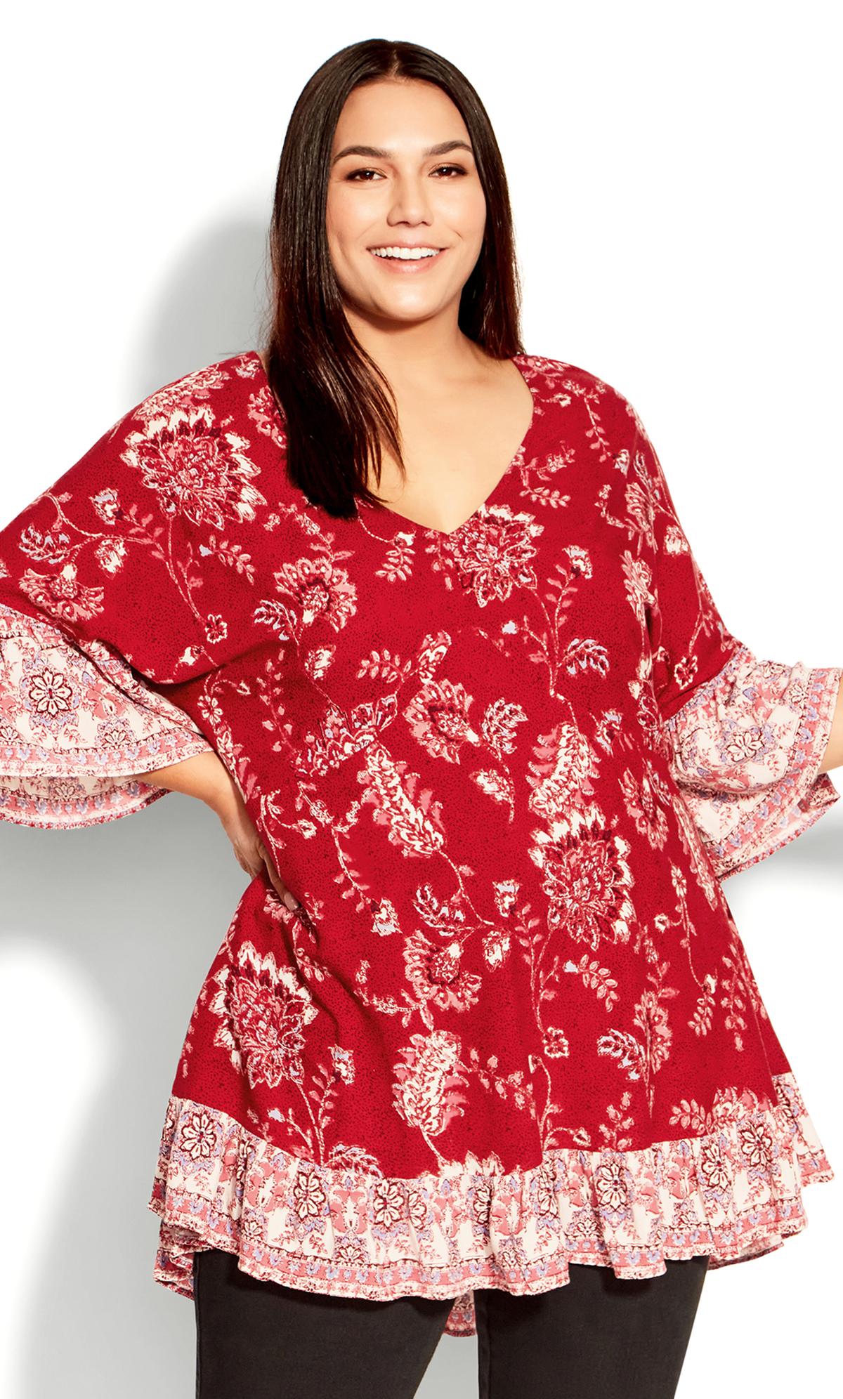 Evans Pink Floral Tunic Top 1