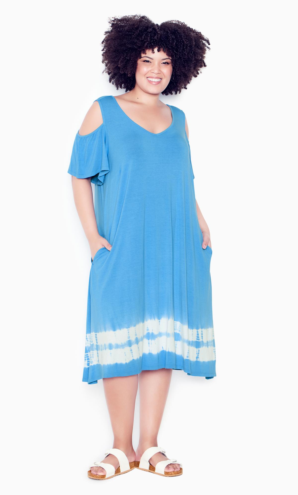 Evans Blue Aimee Cold Shoulder Dress 1
