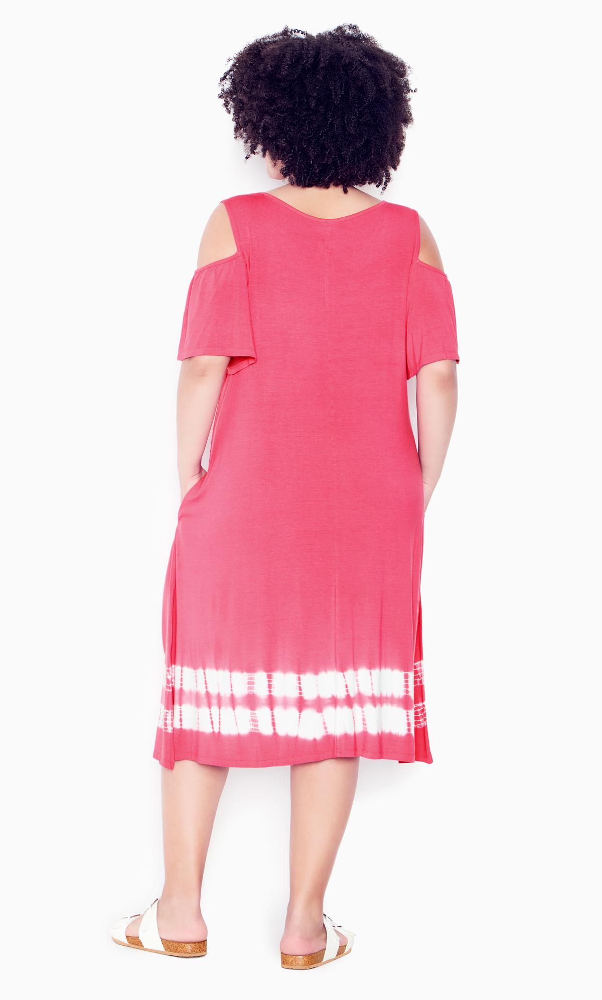 Evans Pink Aimee Cold Shoulder Dress 2