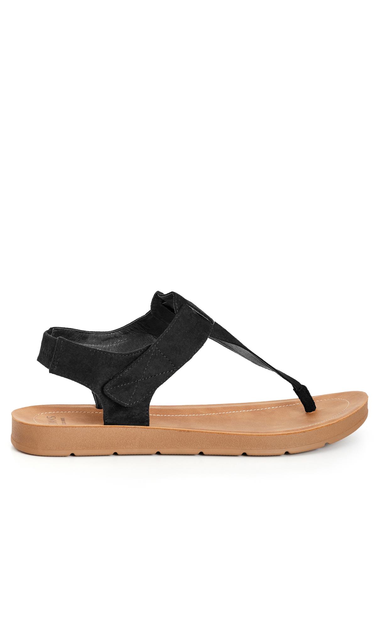 Sporty Black Wide Fit Toe Post Sandal 3