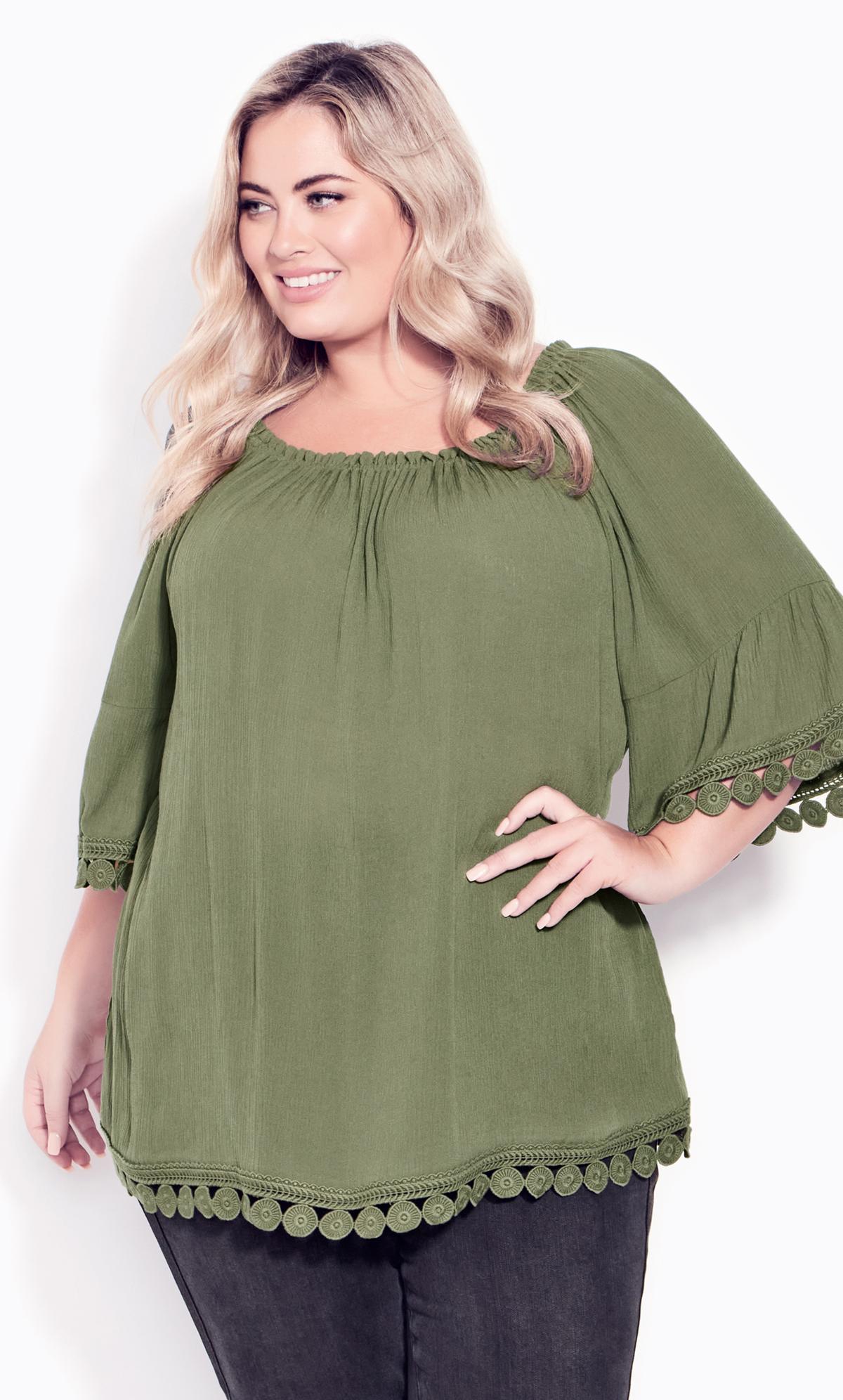 Evans Green Ember Lace Trim Top 2