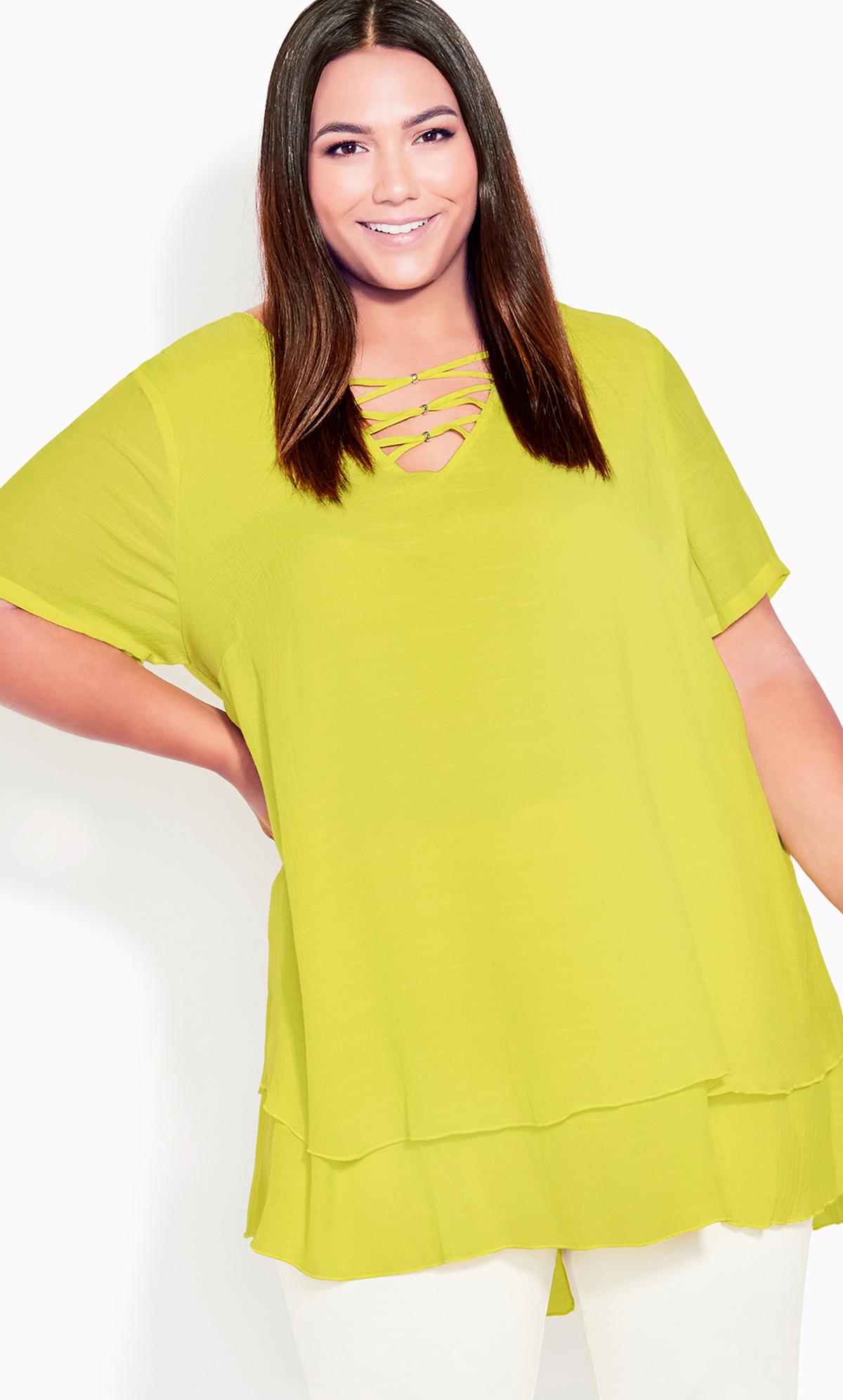 Evans Yellow Marion Caged Tunic 1