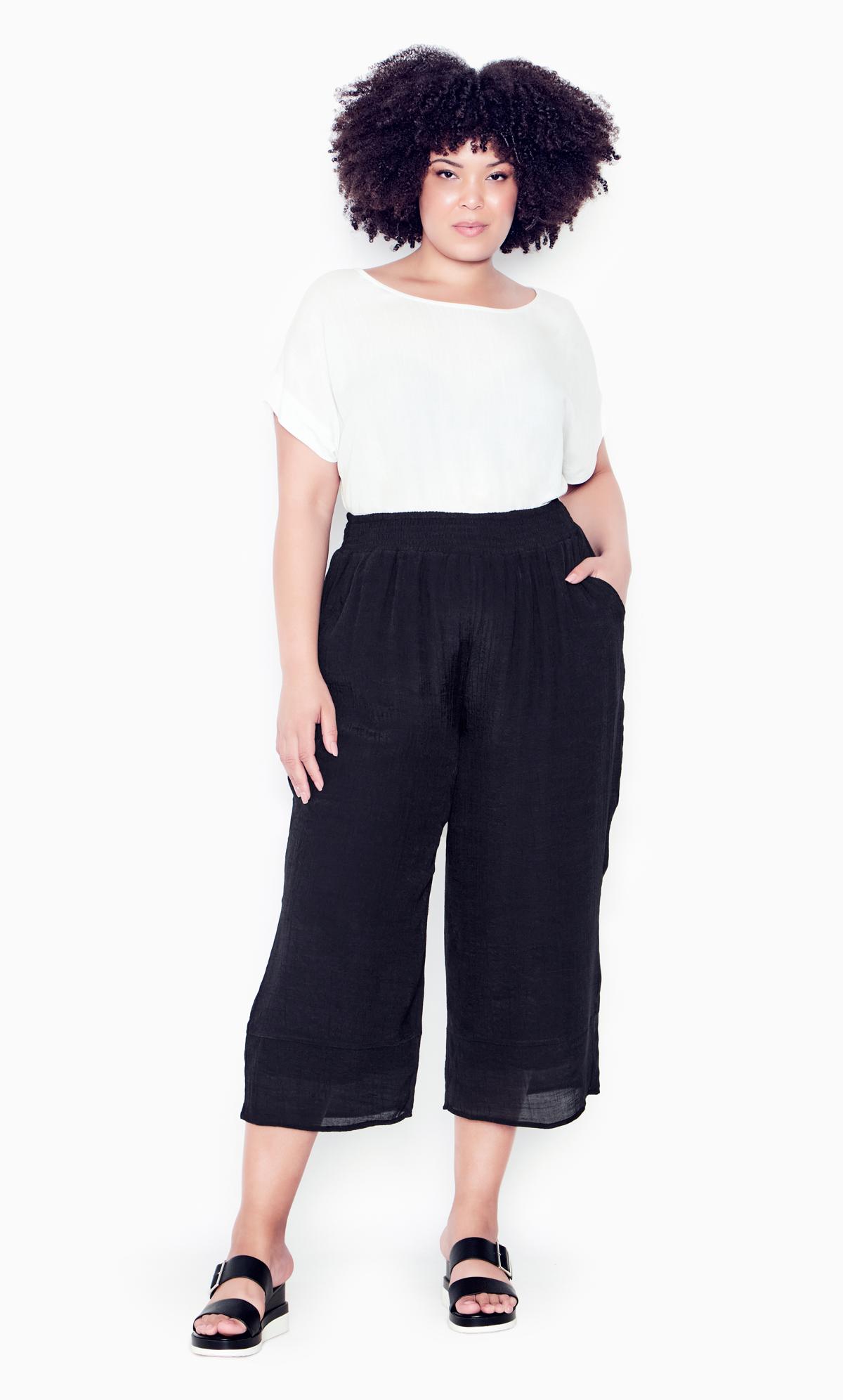 Gaucho Relaxed Fit Black Pant | Evans