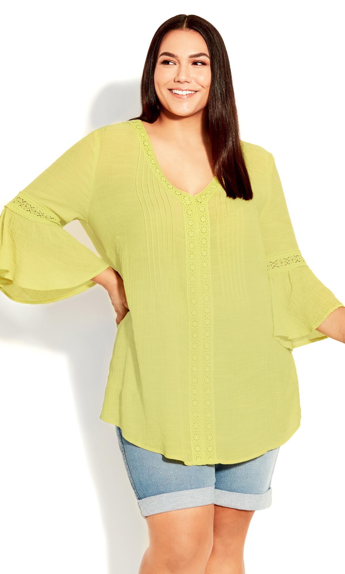 Evans Yellow Pleat Lace Tunic 1