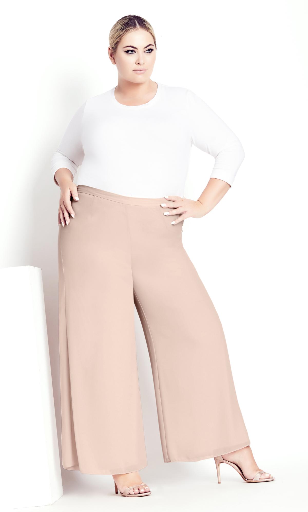 Evans  Pale Pink Sparkle Palazzo Wide Leg Trousers 1