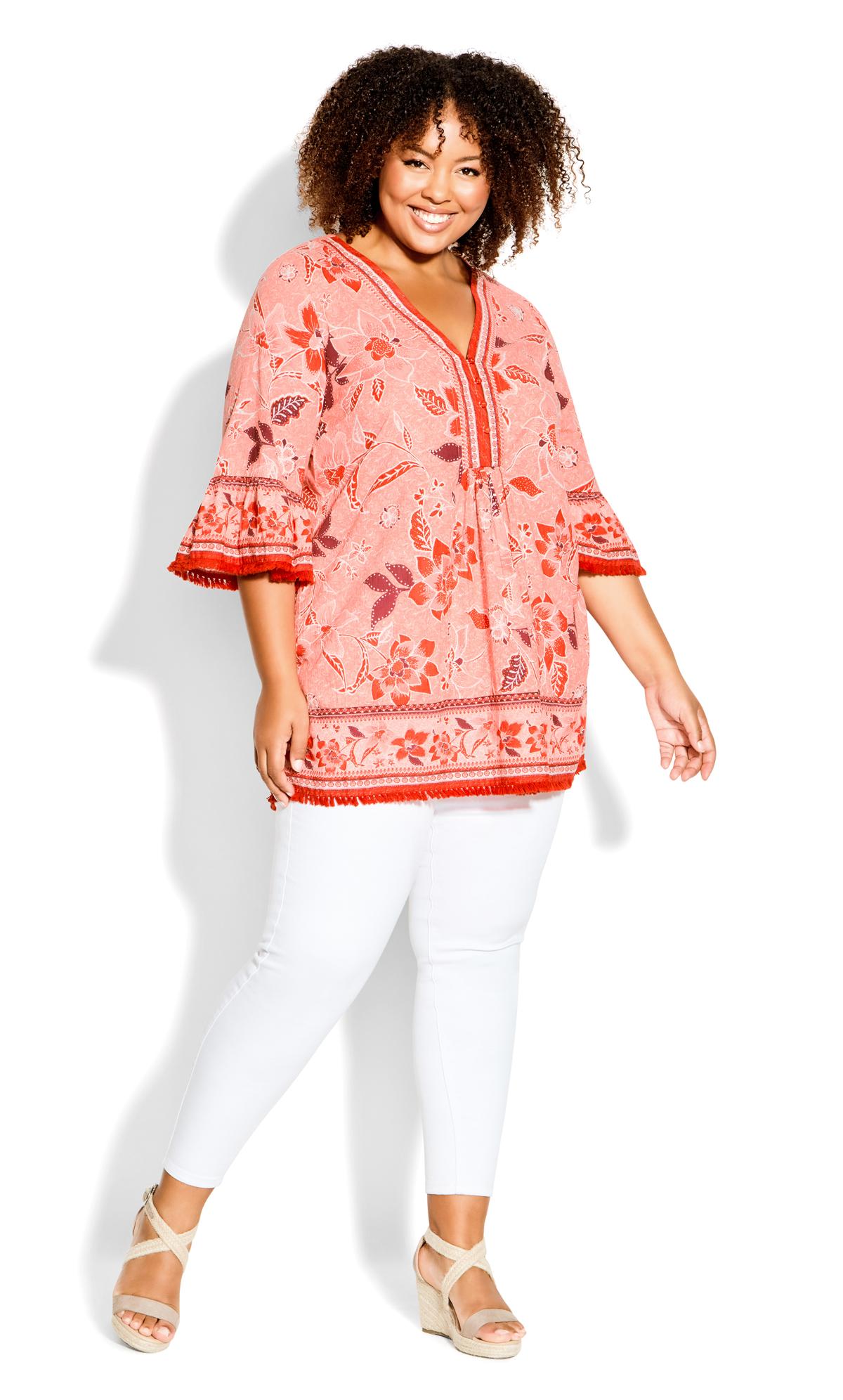 Evans Pink Floral Print Tunic Top 2