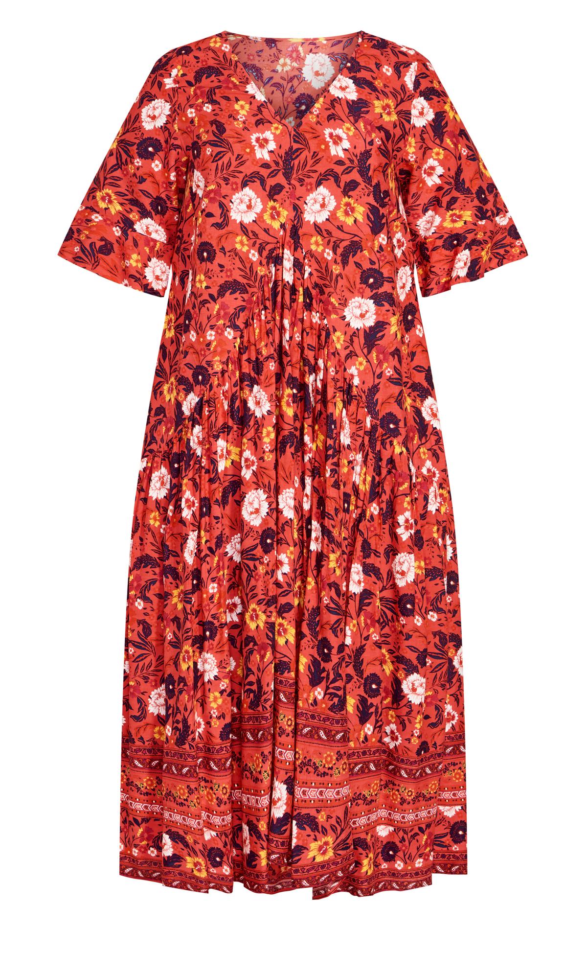 Evans Orange Floral Print Pocket Maxi Dress 3