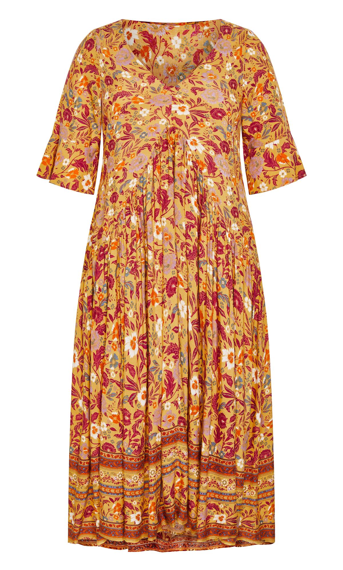 Evans Orange Floral Border Print Maxi Dress 3