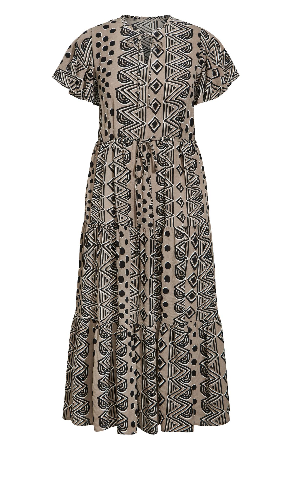 Evans Brown Aztec Print Smock Maxi Dress 3
