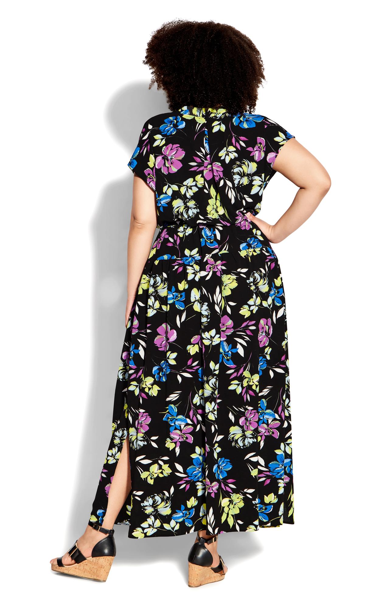 Evans Black & Bright Floral Wrap Maxi Dress 2