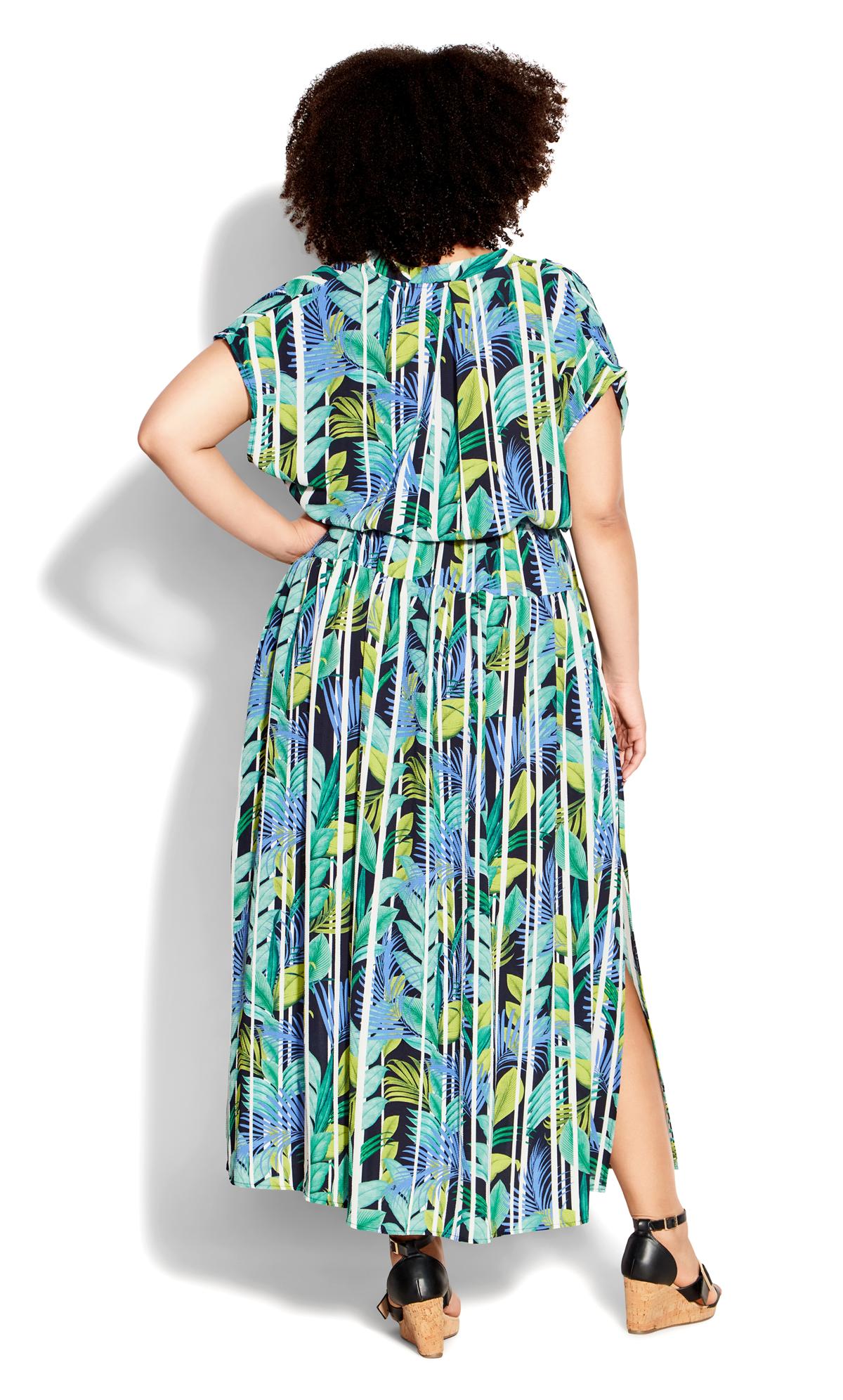 Evans Green Stripe & Floral Print Maxi Dress 2