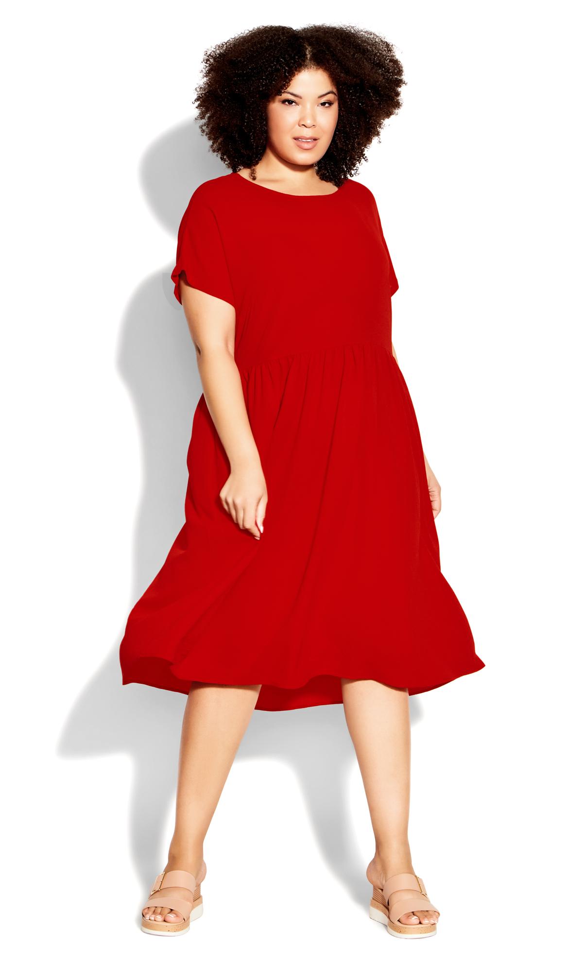 Evans Red Doll Up Plain Dress 1