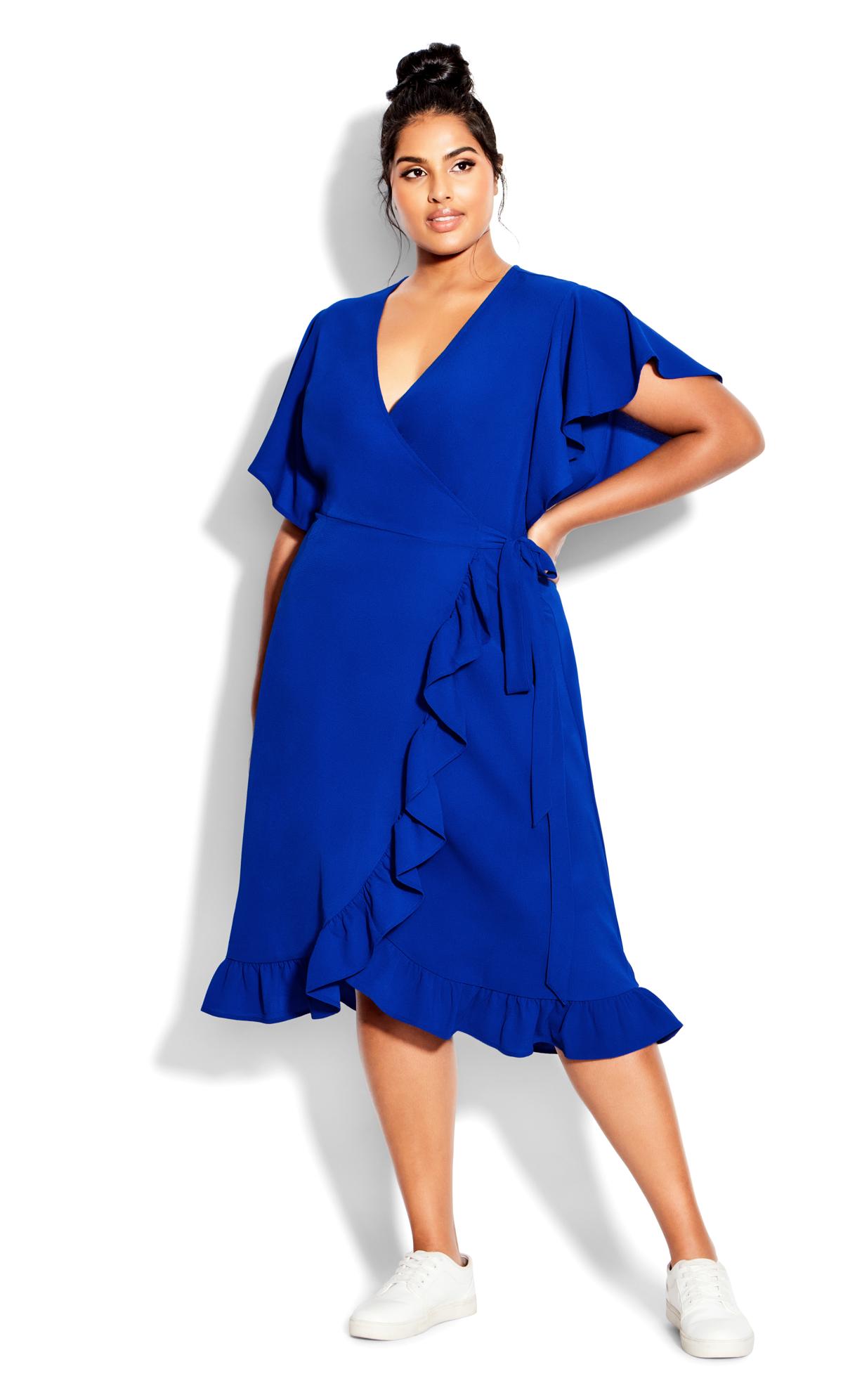Evans Cobalt Blue Wrap Midi Dress 1