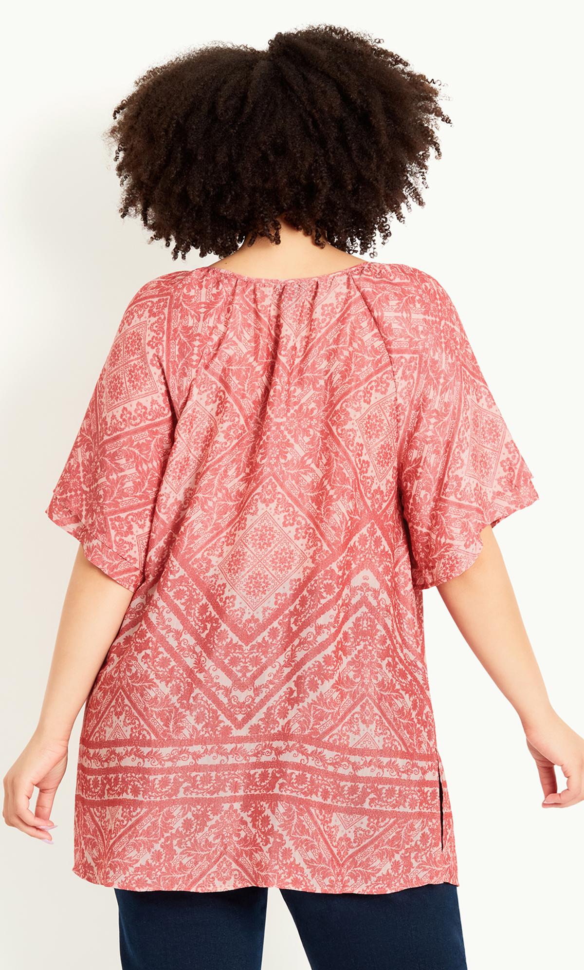 Evans Red Tile Print Tunic Top 3