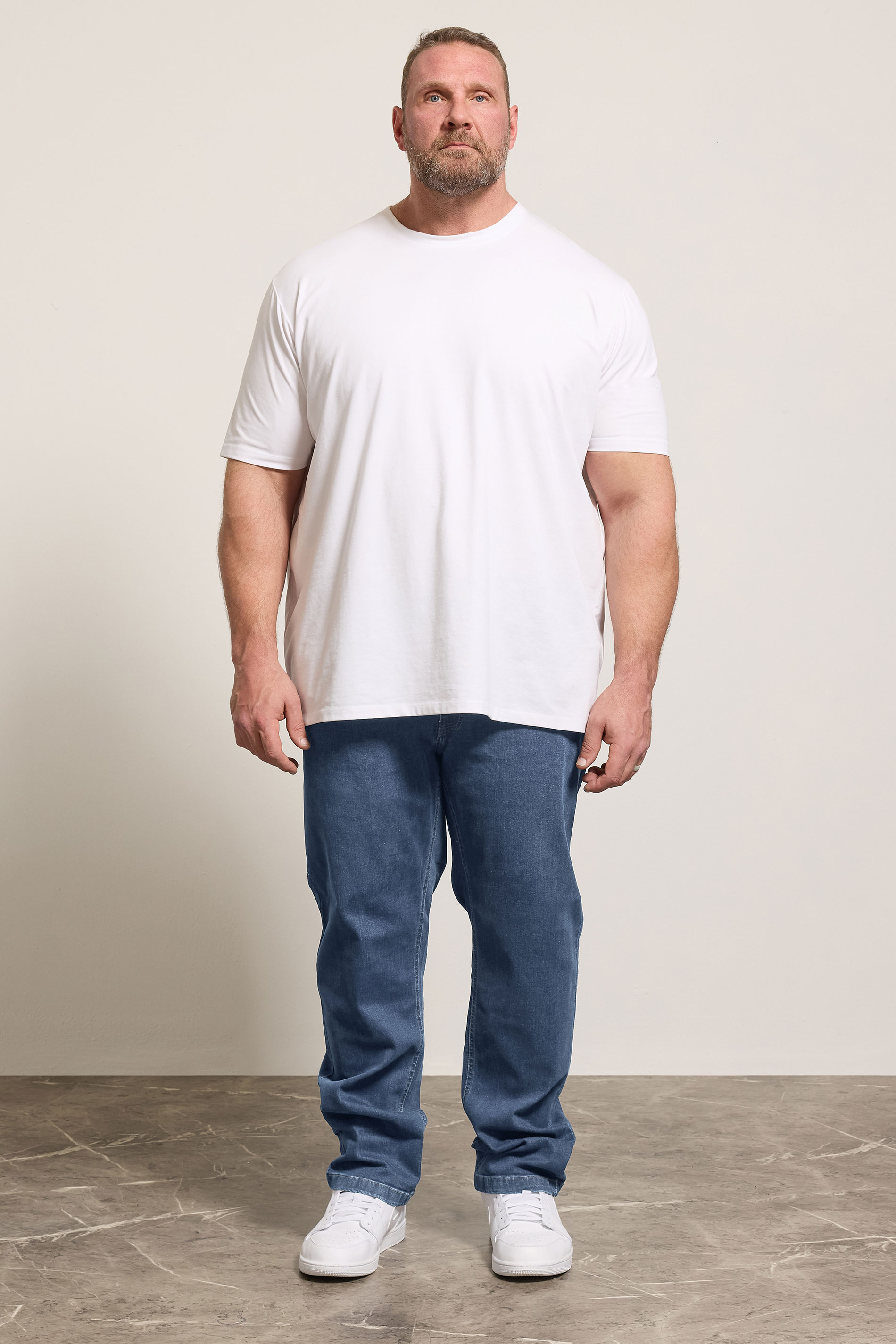 D555 Blue Elasticated Waist Relaxed Fit Jeans | BadRhino 1