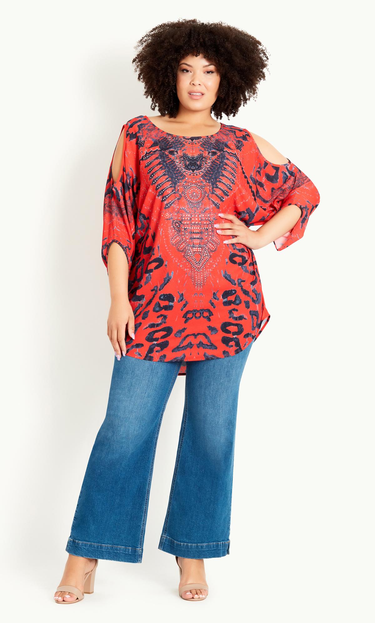 Carlo Red Cold Shoulder Tunic 2