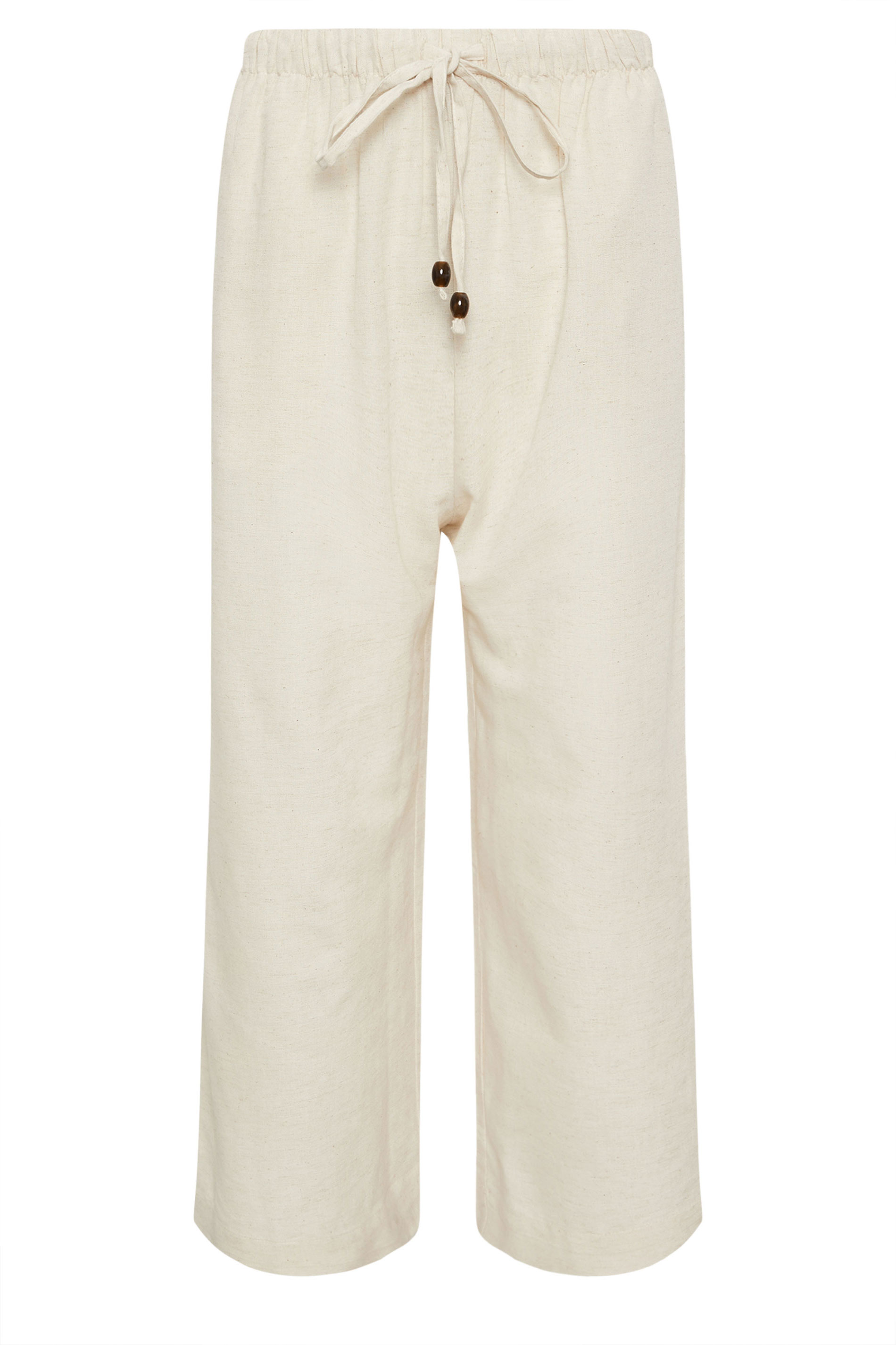 PixieGirl Petite Women's Natural Brown Beaded Linen Wide Leg Trousers | PixieGirl 6