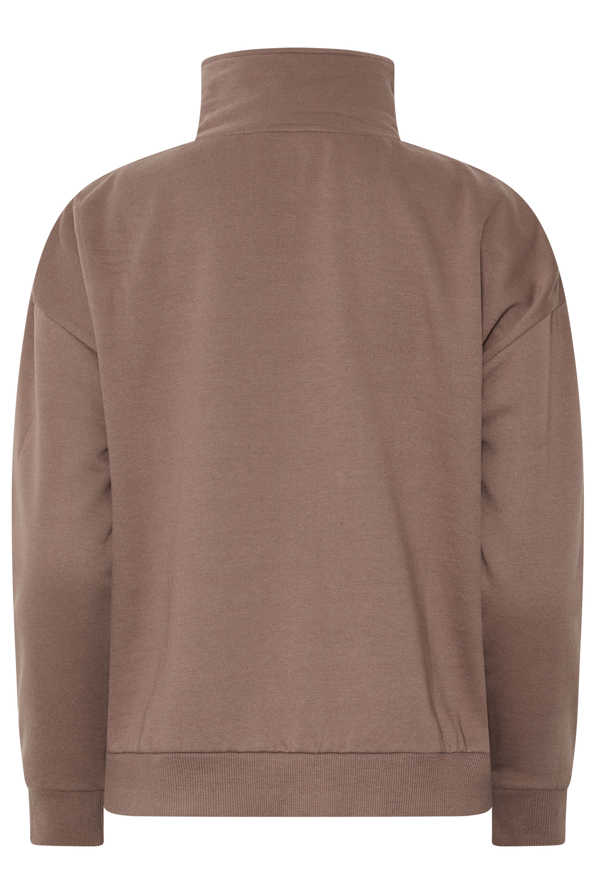 PixieGirl Petite Women's Mocha Brown Funnel Neck Half Zip Sweatshirt | PixieGirl  6