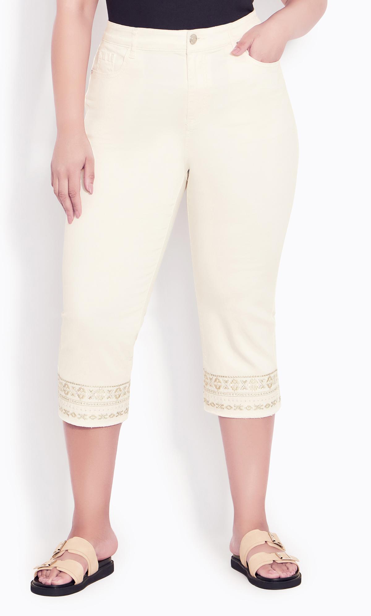 Evans Cream Cropped Jeans 2