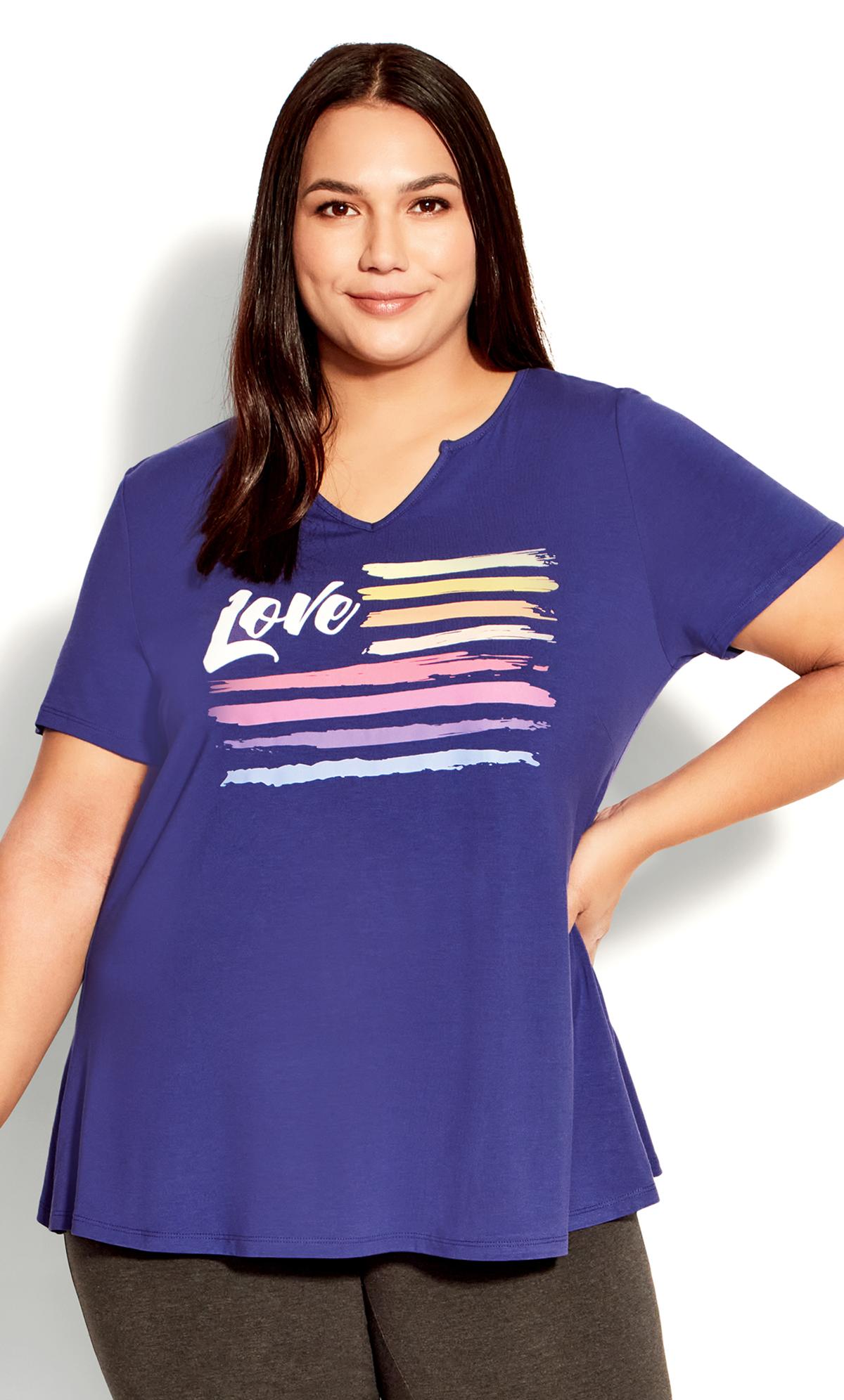 Evans 'Love' Stripe Notch Neck T-Shirt 2