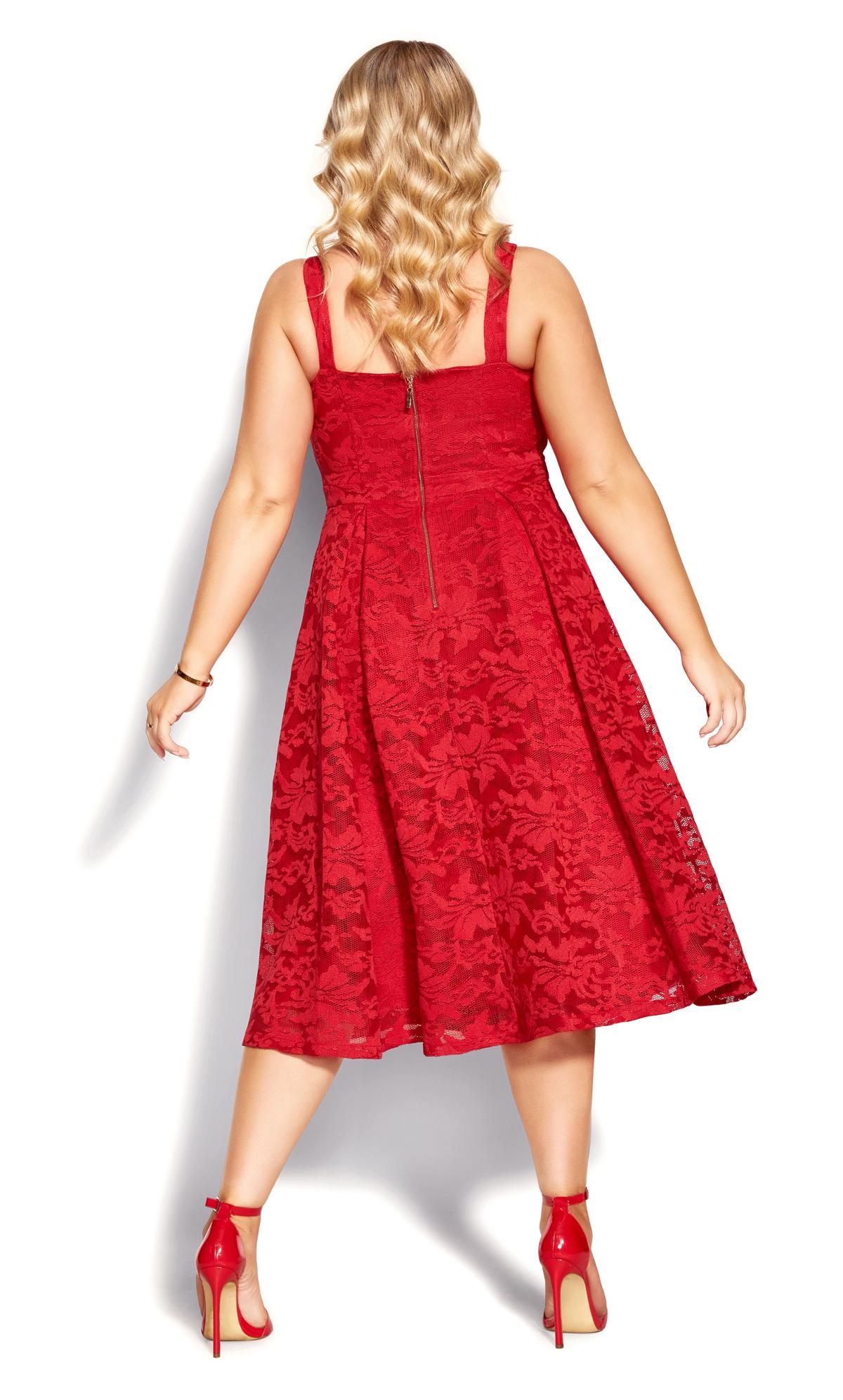 Evans Red Lace Pocket Midi Dress 3