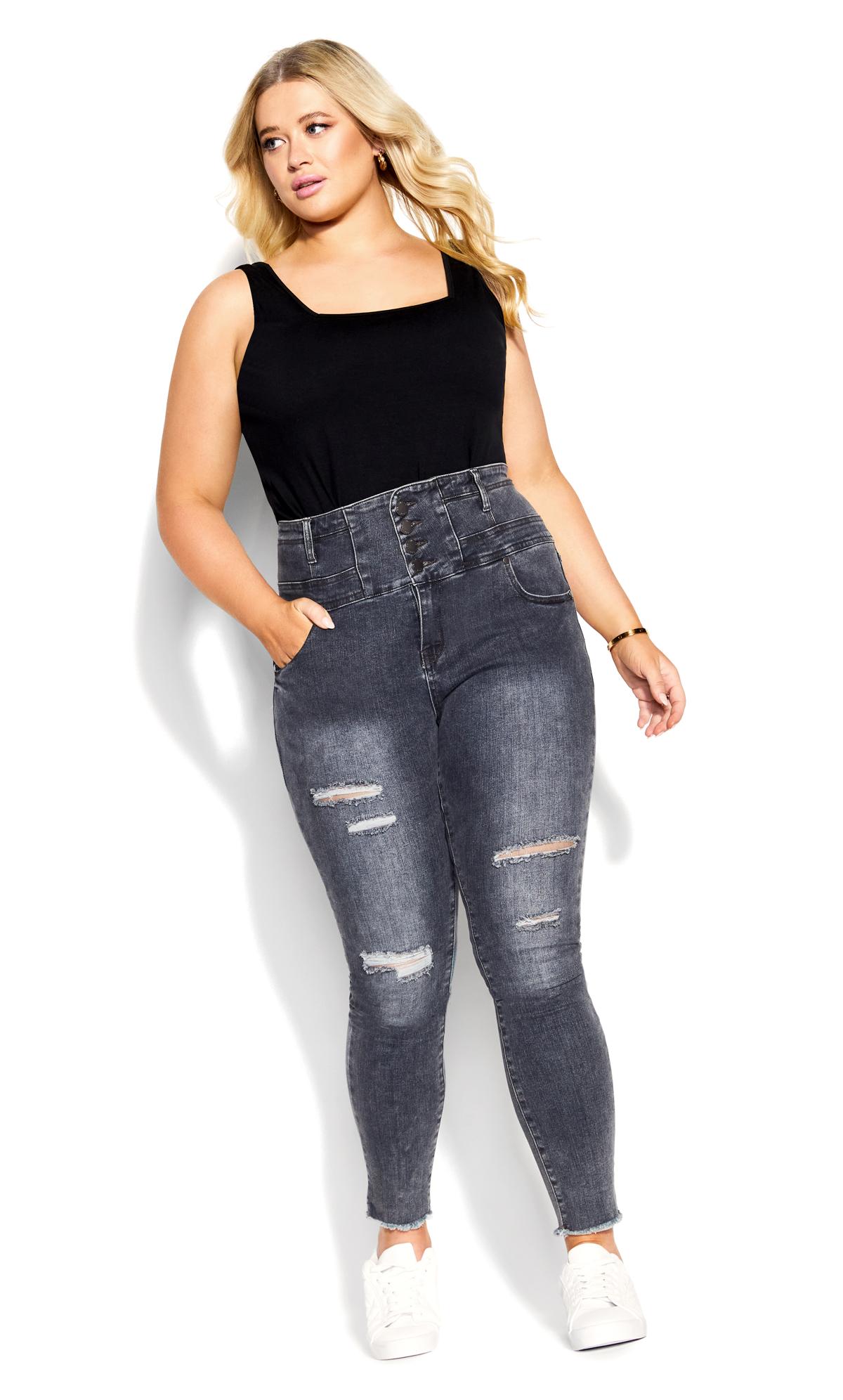 Evans Grey Corset Ripped Skinny Jeans 2