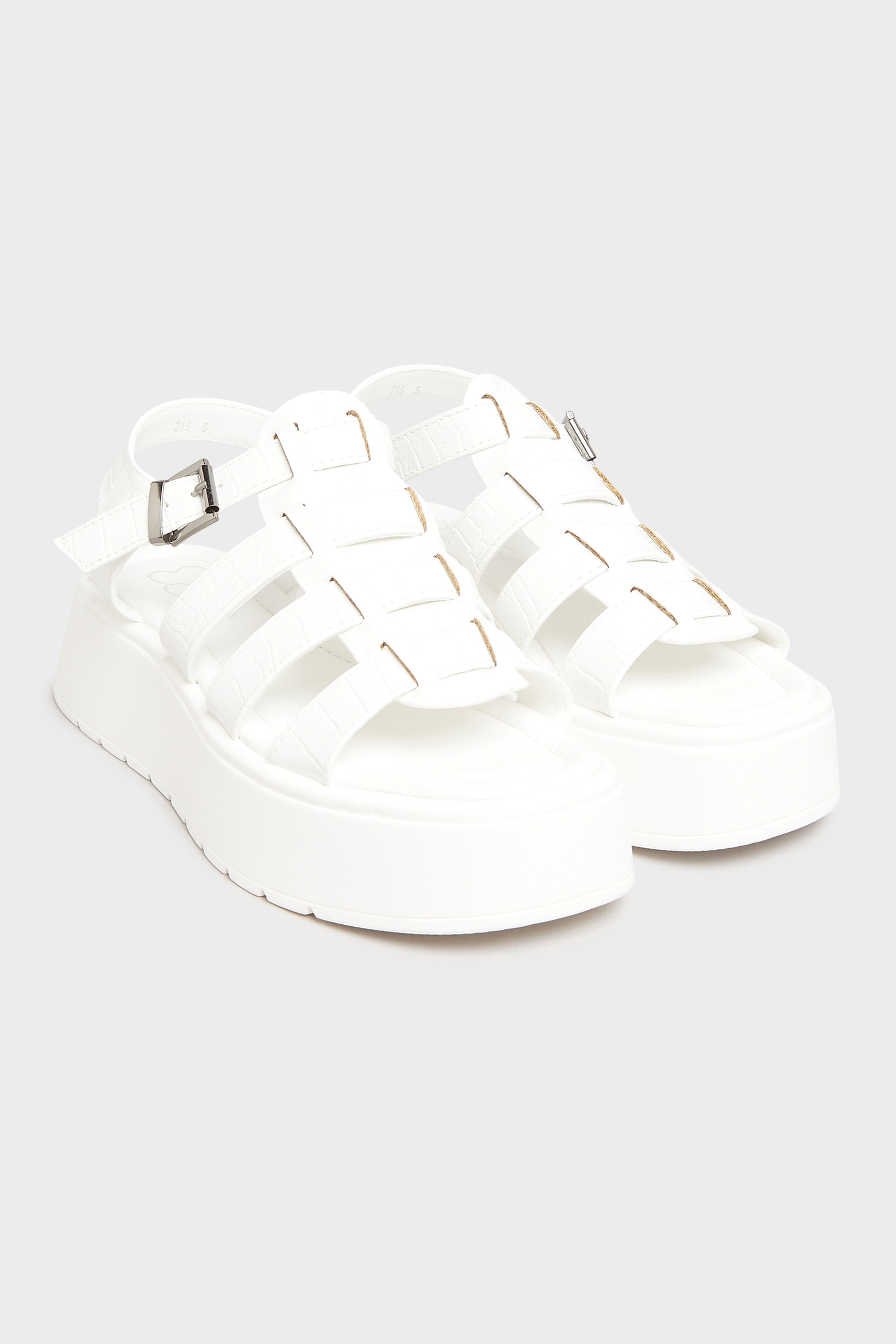 Grande taille  Shoes Grande taille  Sandals | PixieGirl White Croc Gladiator Platform Sandals In Standard D Fit - UZ23408