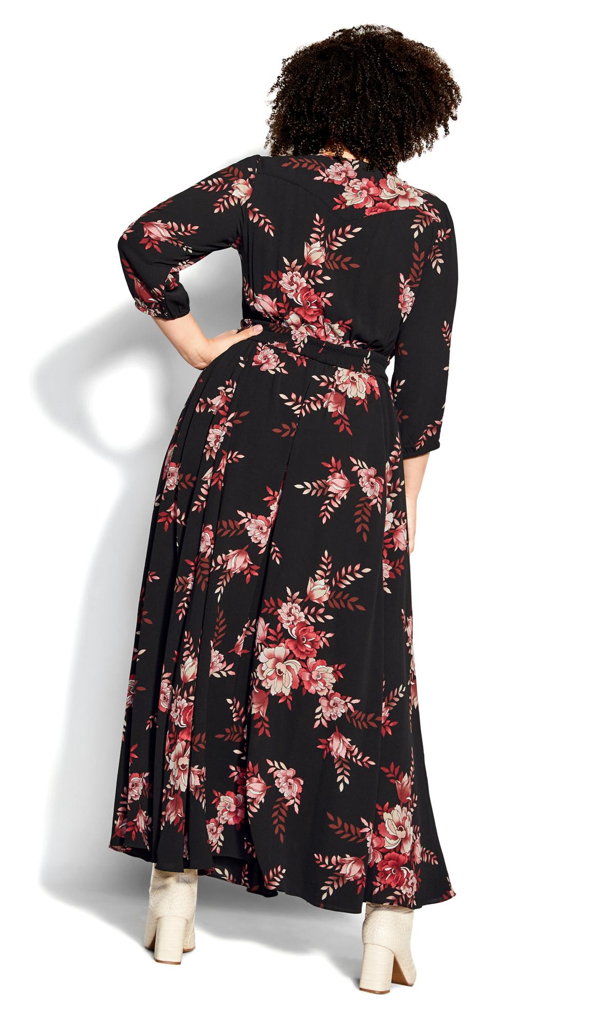 Evans Black Floral Print Shirred Waist Maxi Dress 3