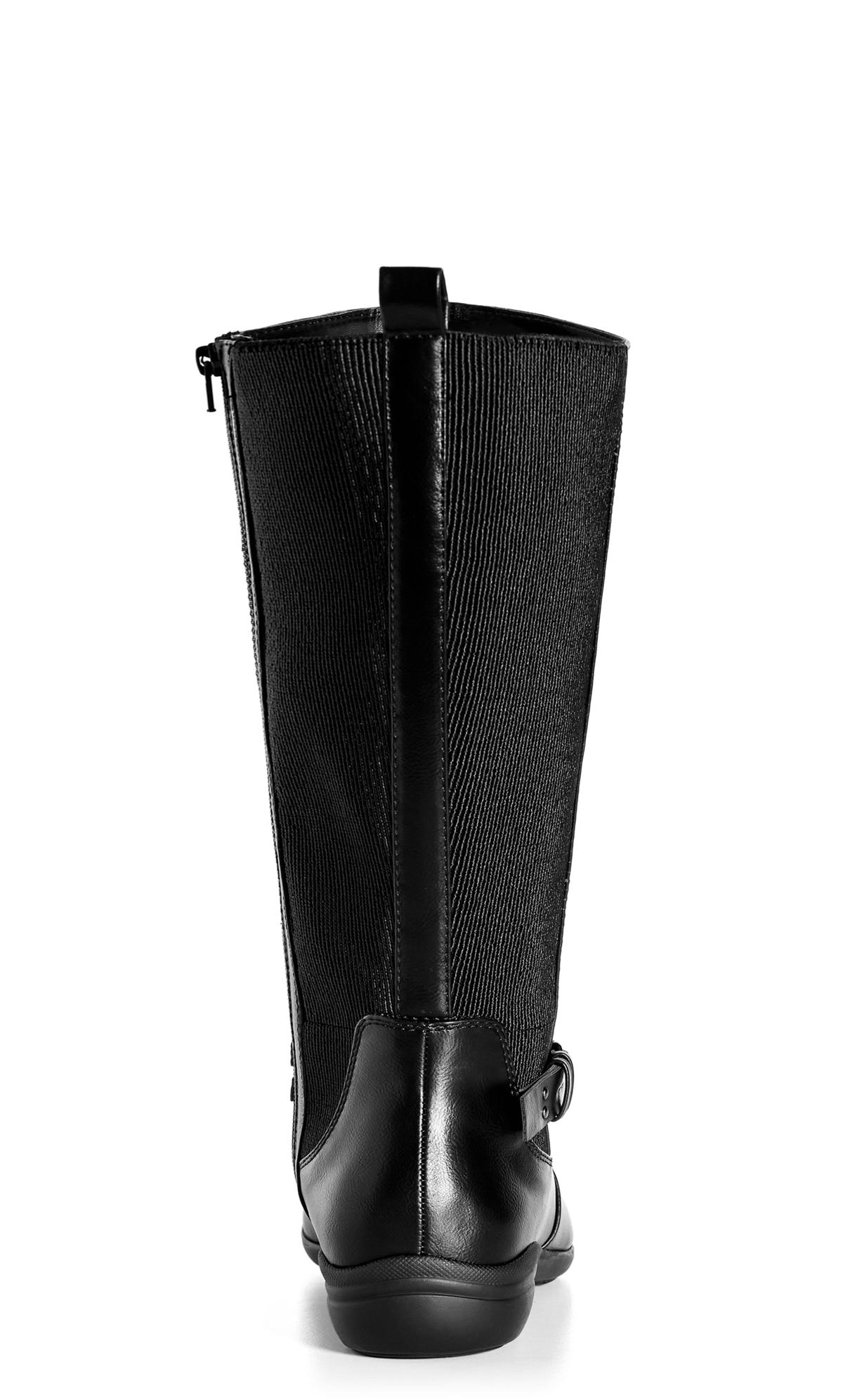 Evans Black Faux Leather Knee High Boots 2
