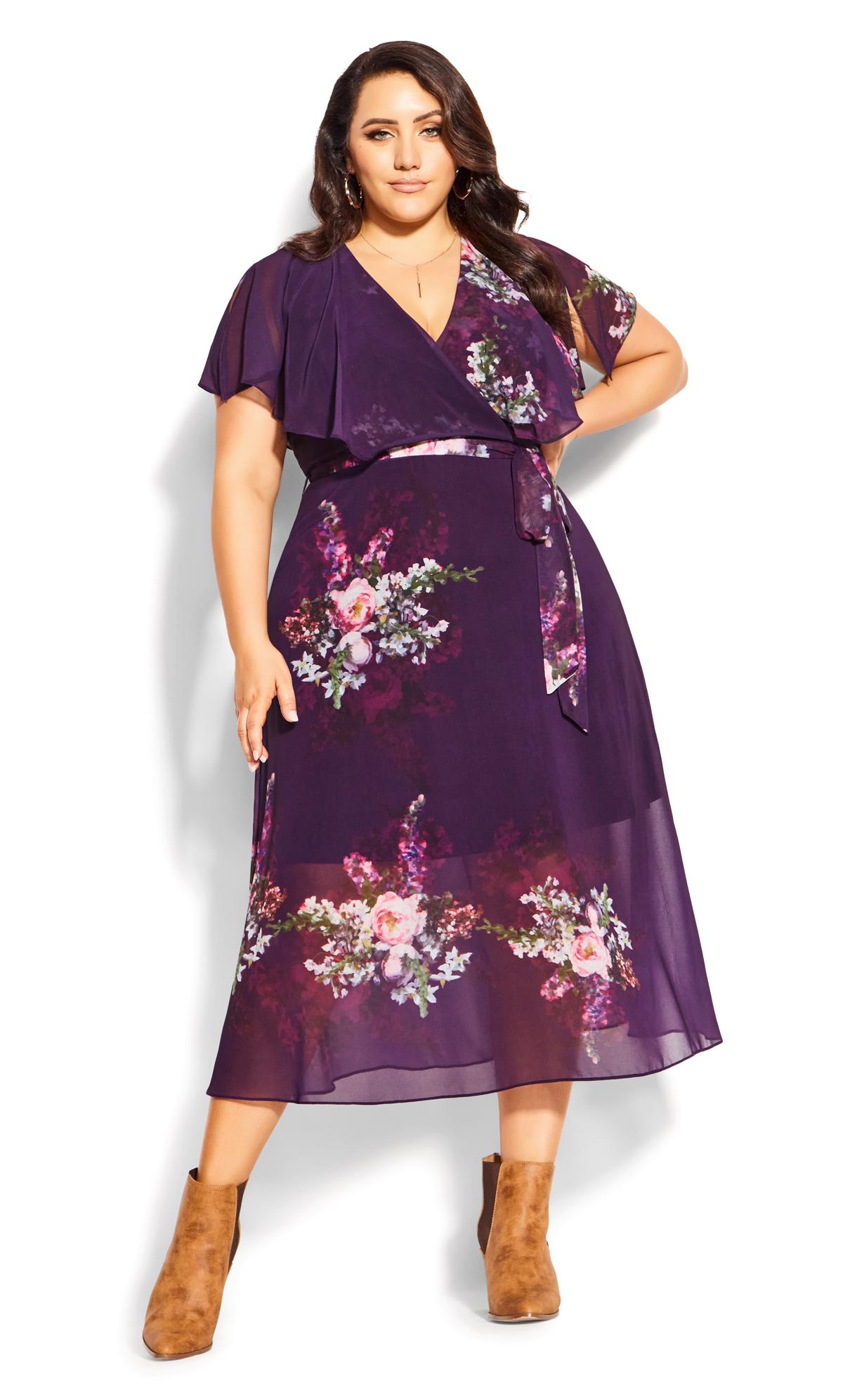 Evans Purple Floral Wrap Dress 2