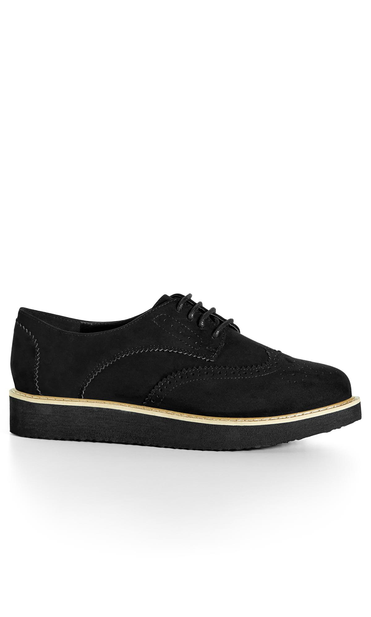 Greer Black Brogue Wide Fit Shoes 1
