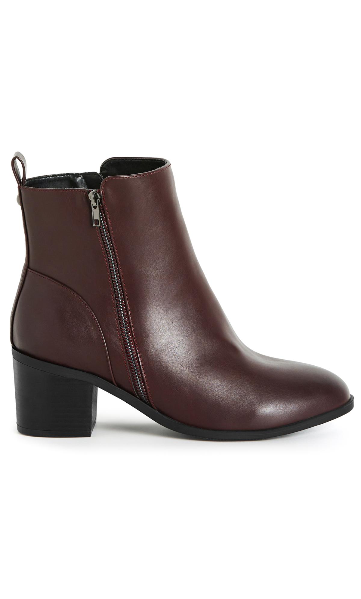 Evans Brown WIDE FIT Zip Up Ankle Boots 2
