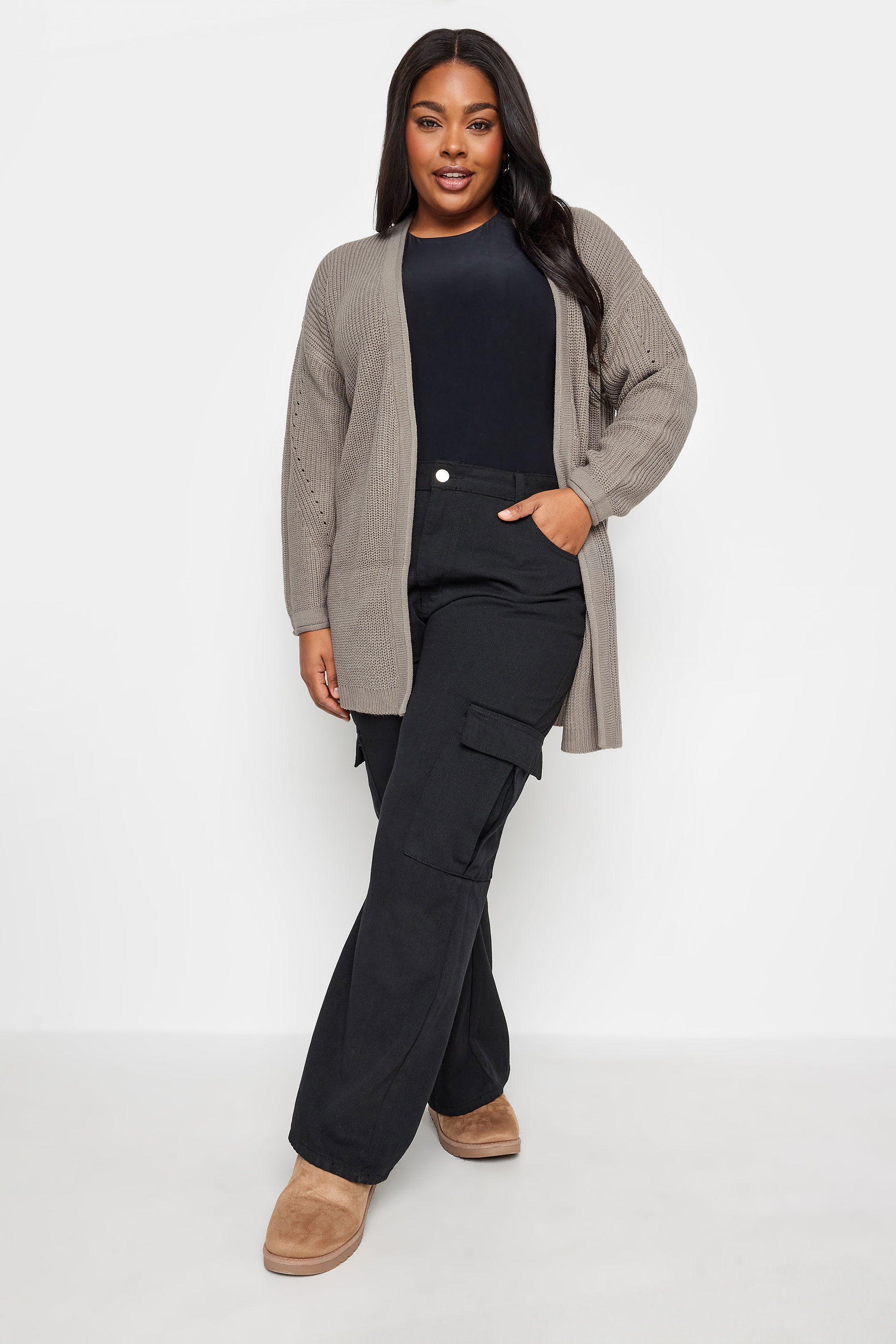 YOURS Plus Size Mocha Brown Essential Knitted Cardigan | Yours Clothing  3
